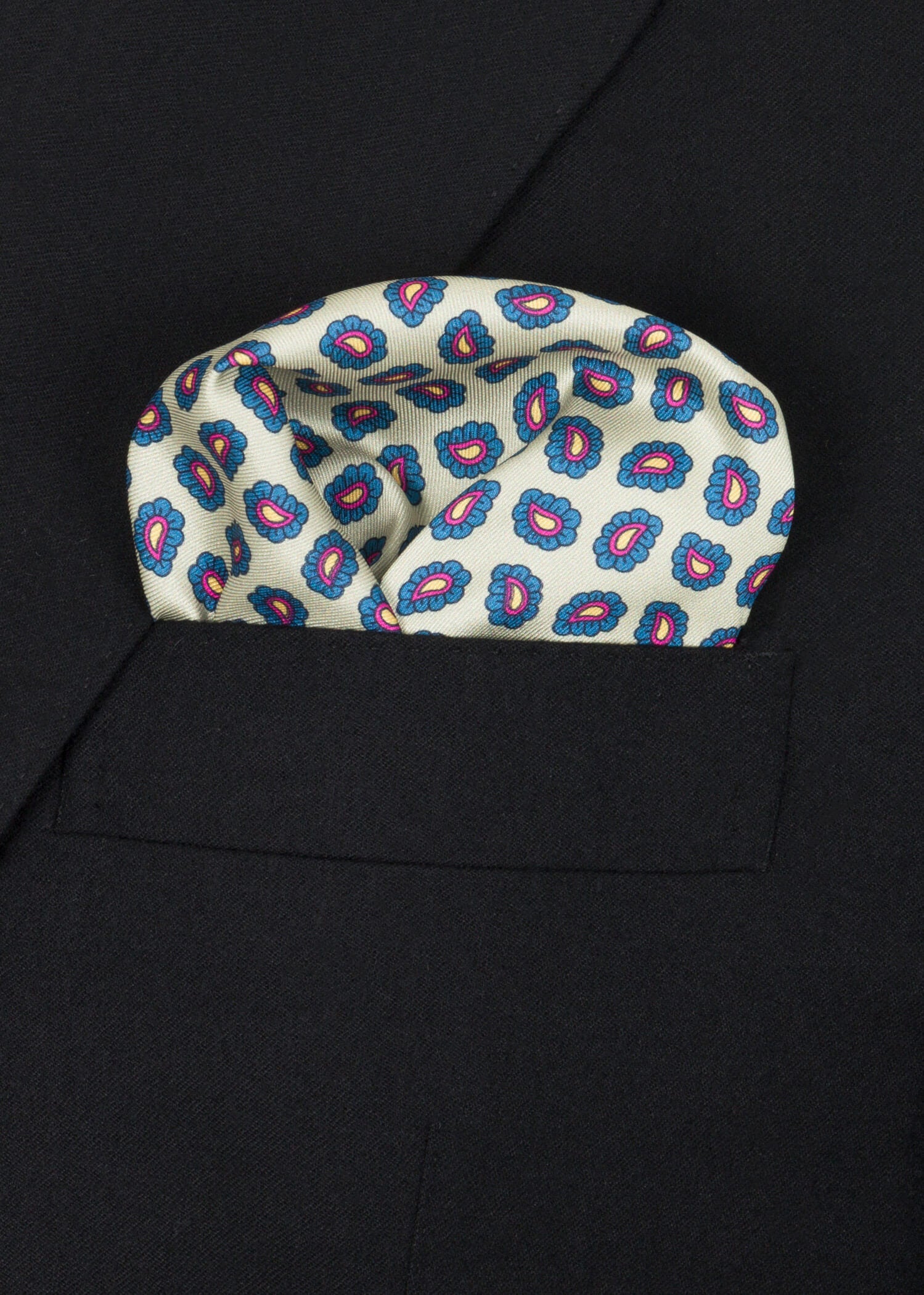 Beige Red Blue Pocket Square - Samir Bachkami