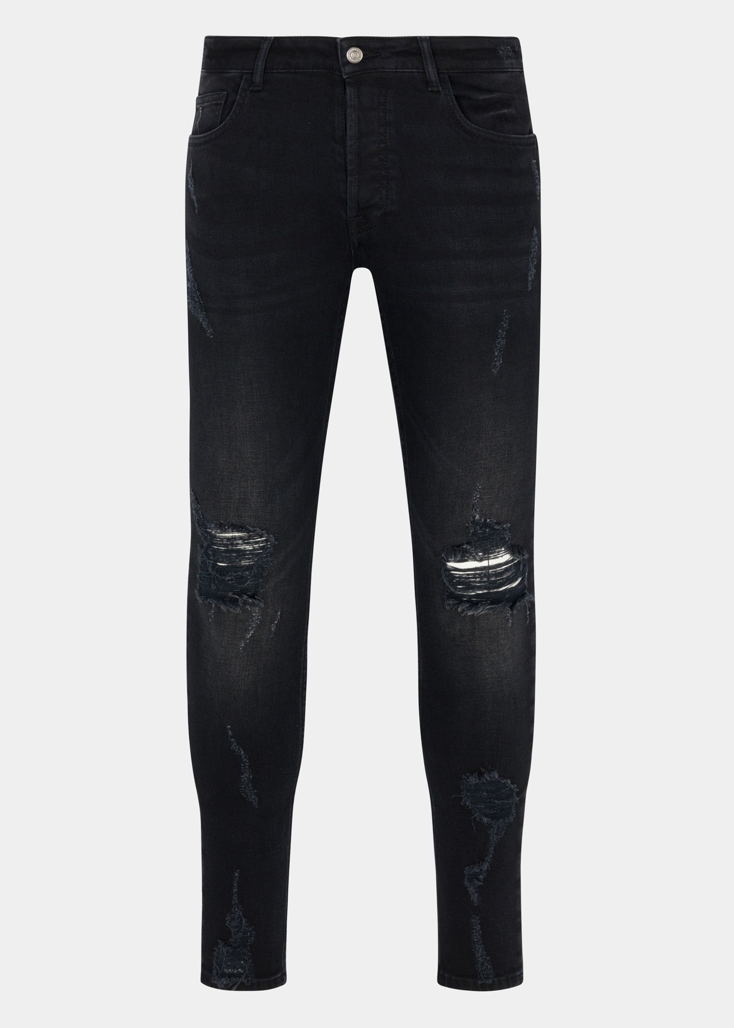 Black Distressed Slim Fit Jeans - Samir Bachkami