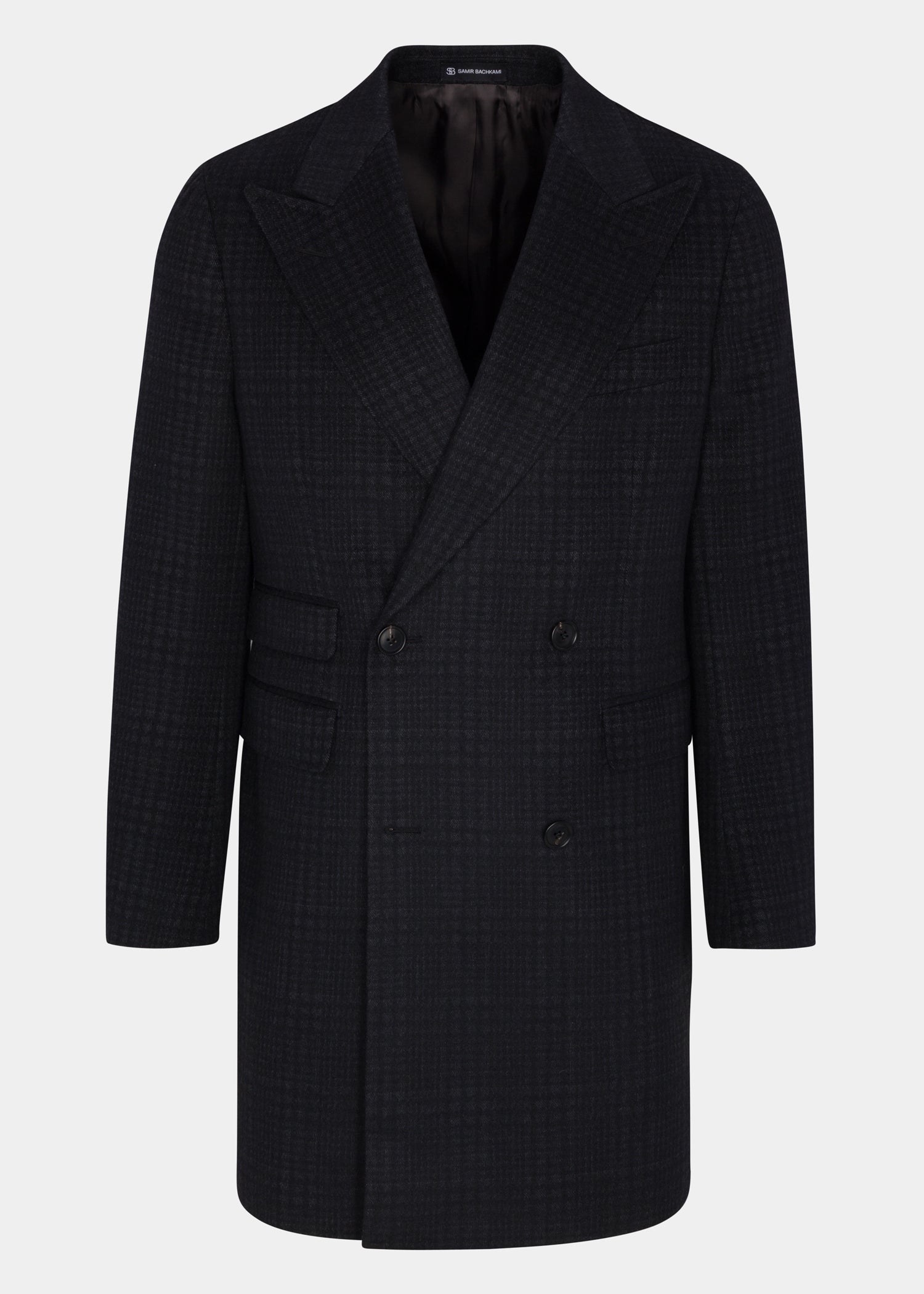 Black Grey Double Breasted Coat - Samir Bachkami