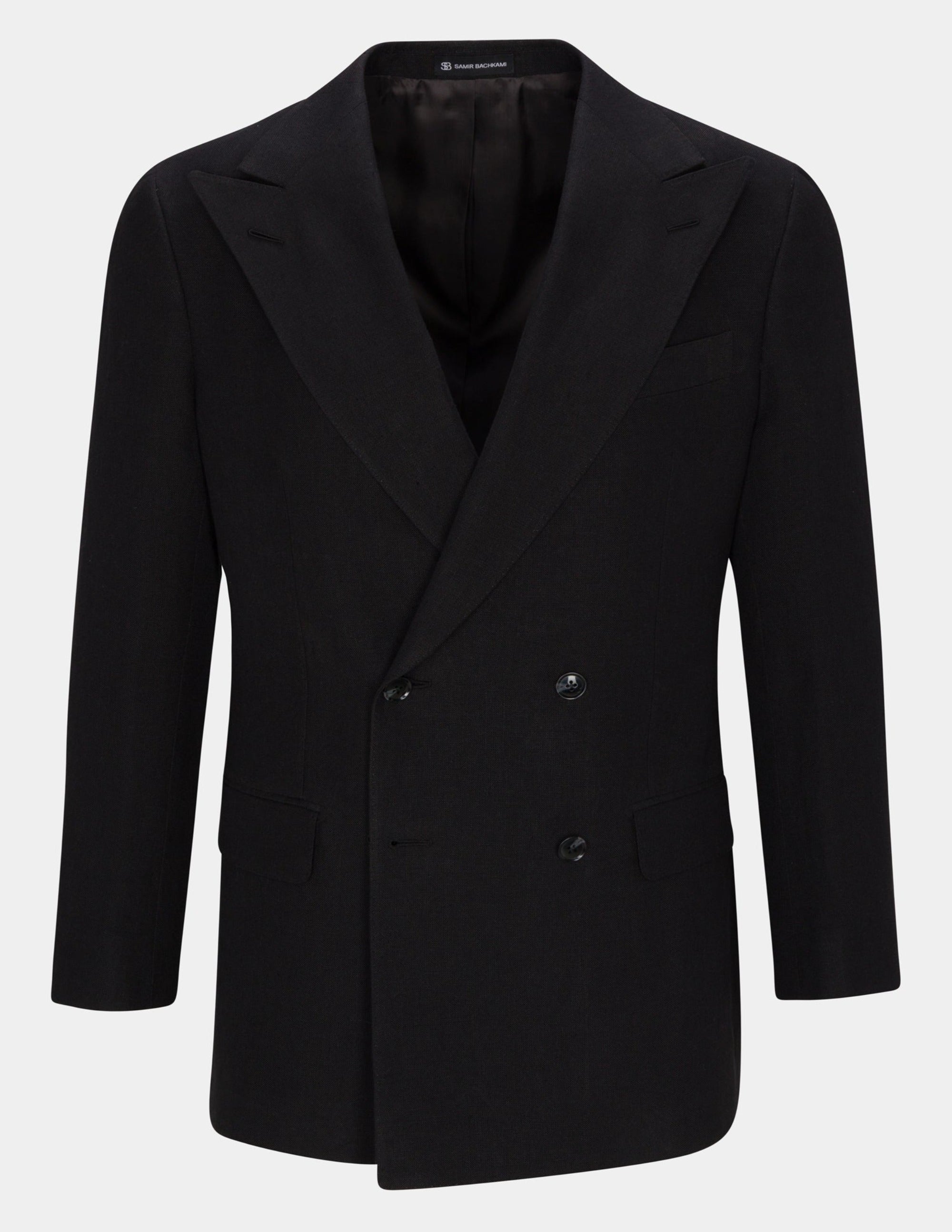 Black Linen Double Breasted Suit - Samir Bachkami
