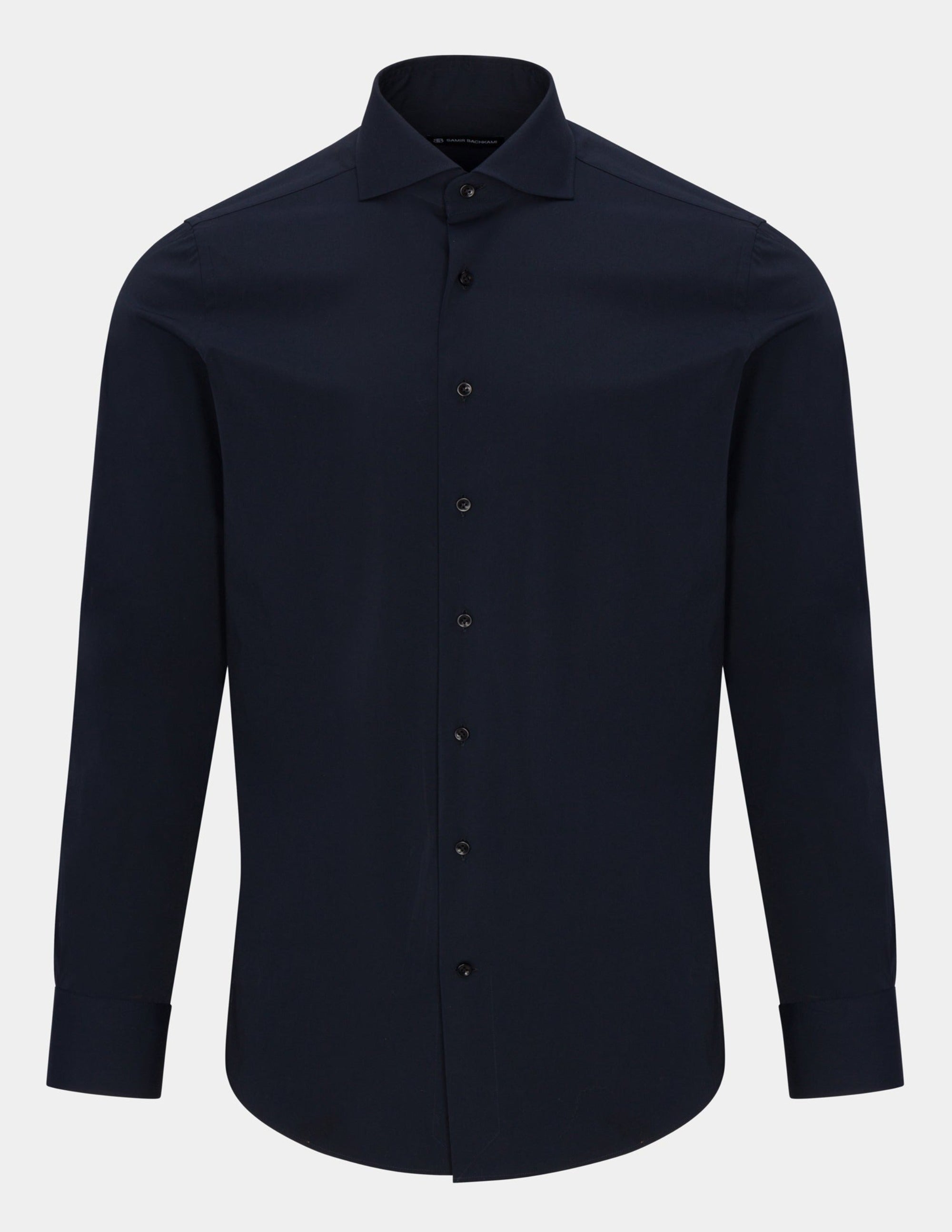 Black Plain Stretch Slim Fit Shirt - Samir Bachkami