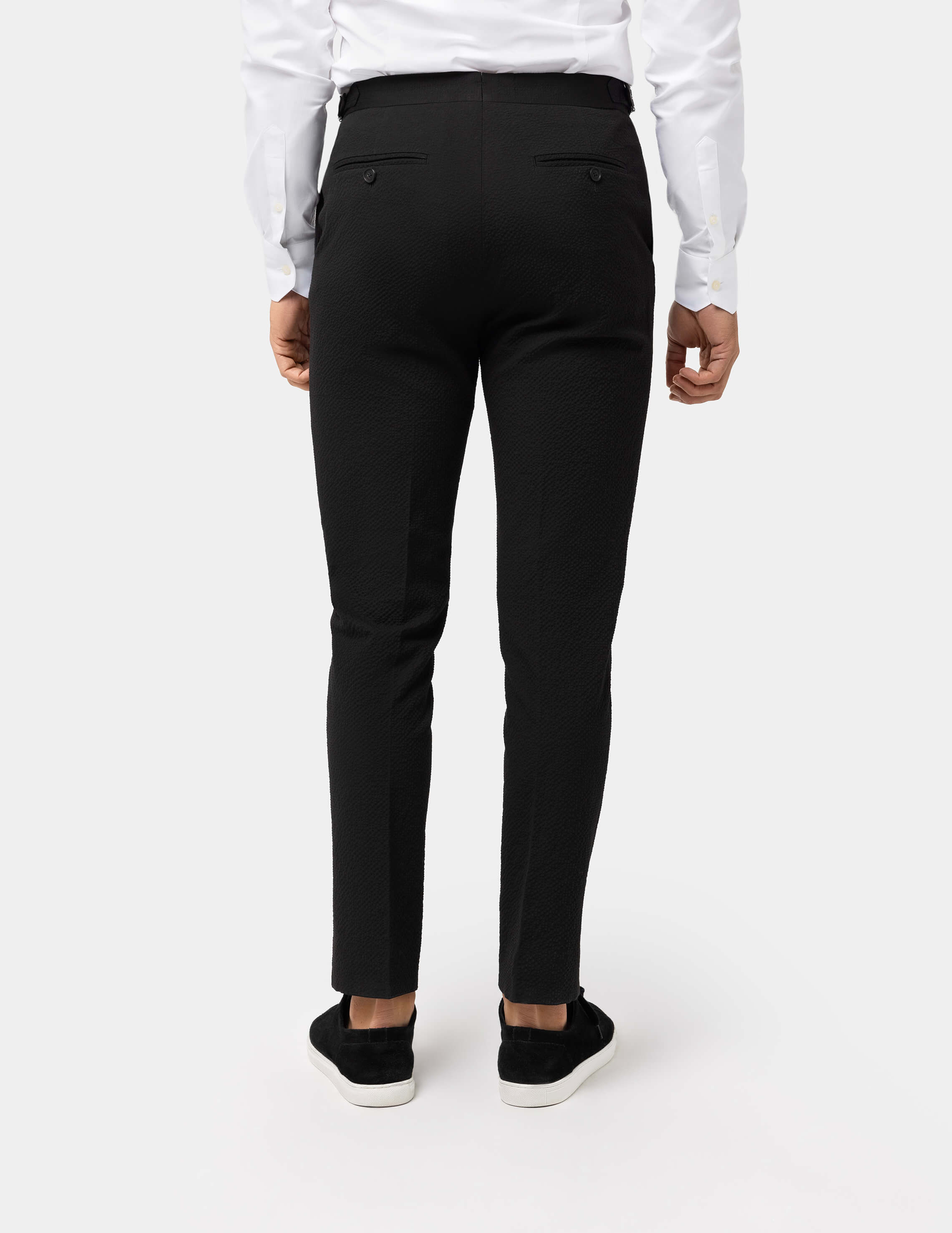 Black Seersucker Trousers - Samir Bachkami