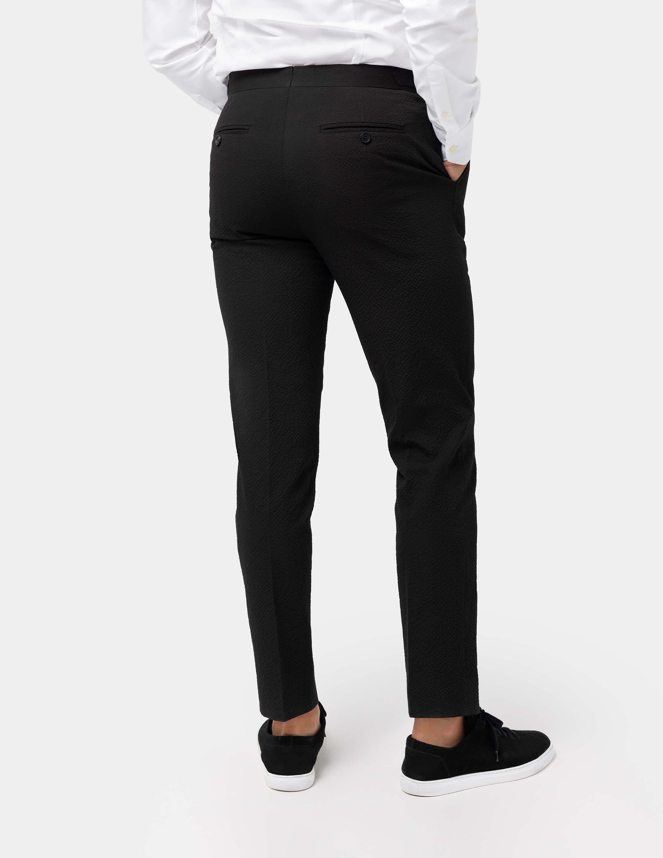 Black Seersucker Trousers - Samir Bachkami