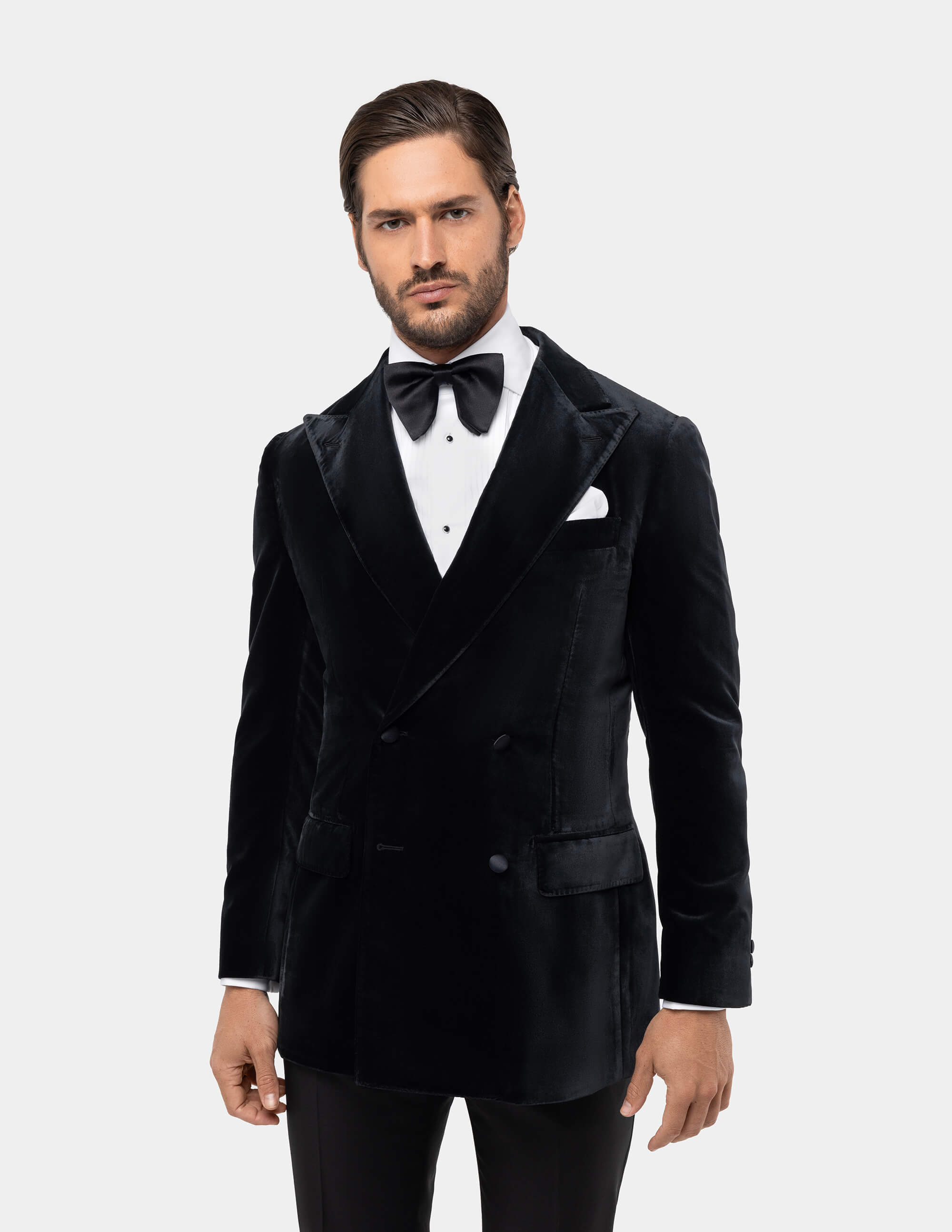 Black Velvet Double Breasted Jacket - Samir Bachkami