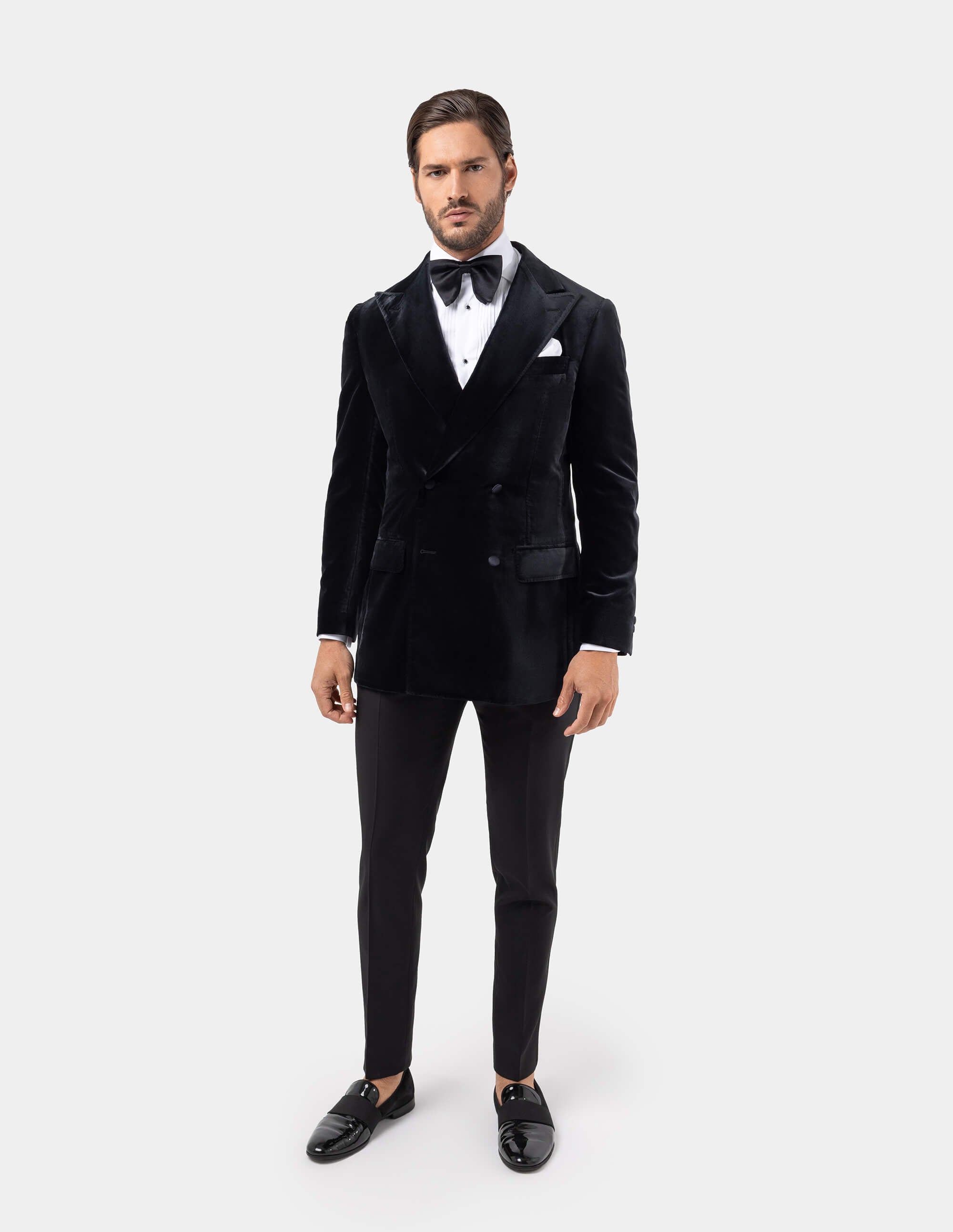 Black Velvet Double Breasted Jacket - Samir Bachkami