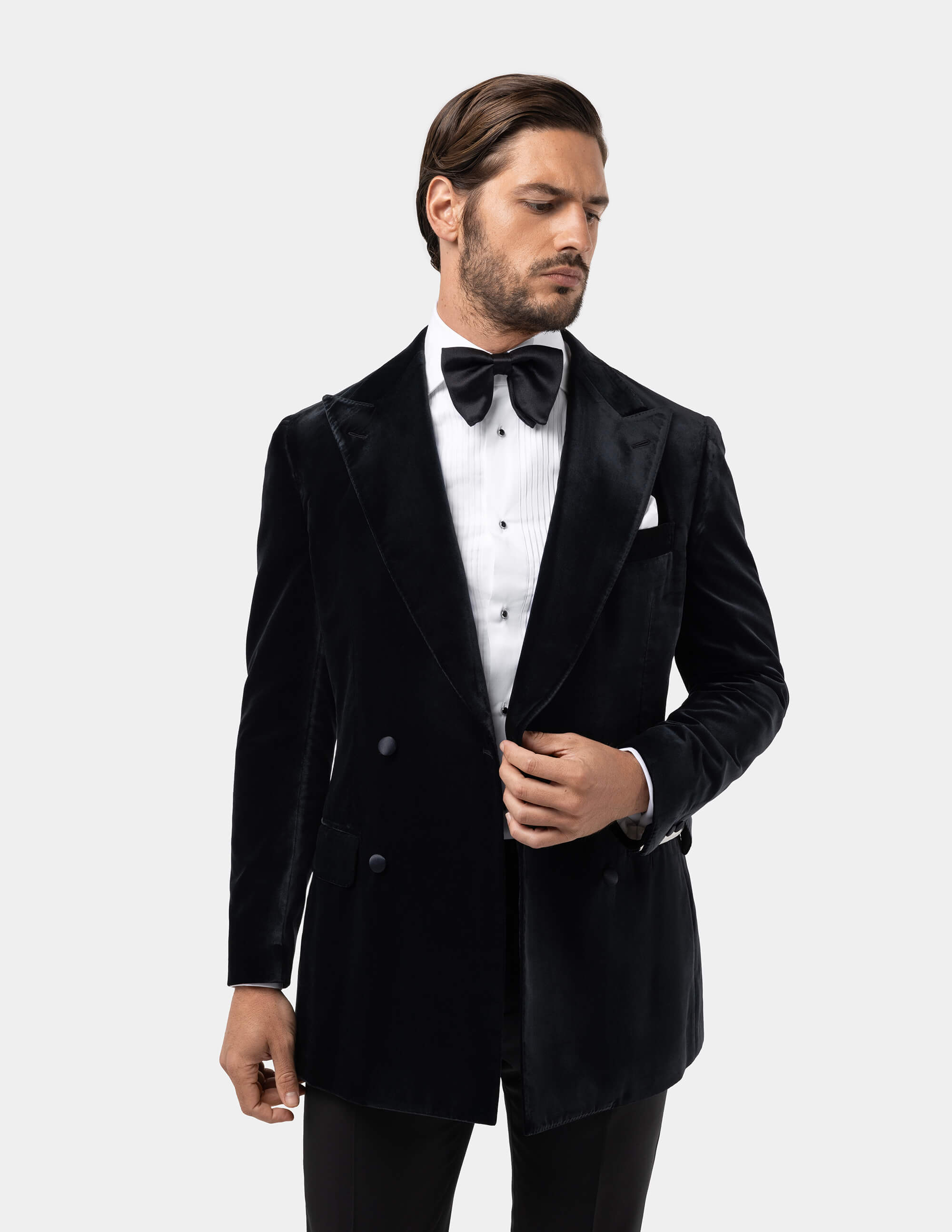 Black Velvet Double Breasted Jacket - Samir Bachkami