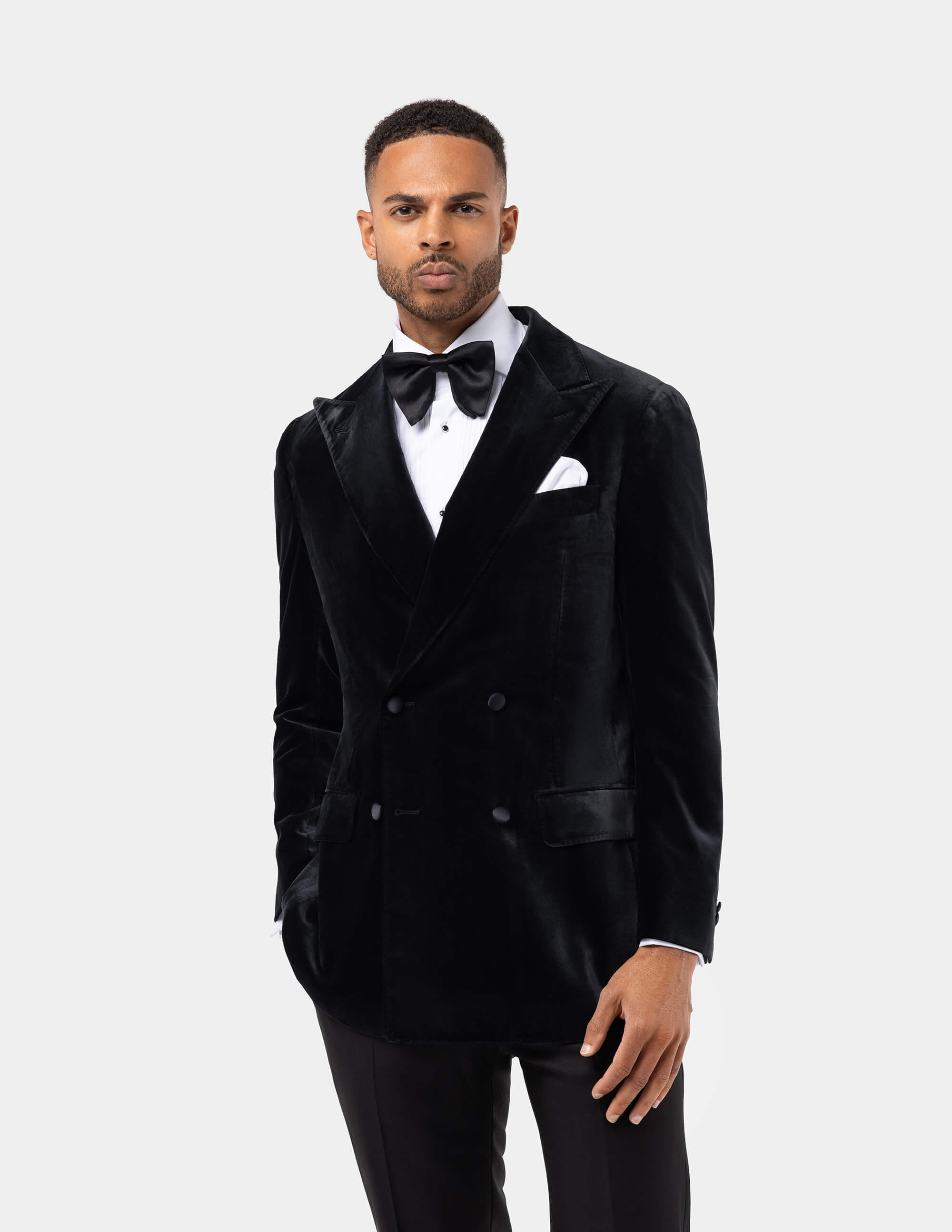 Black Velvet Double Breasted Suit - Samir Bachkami