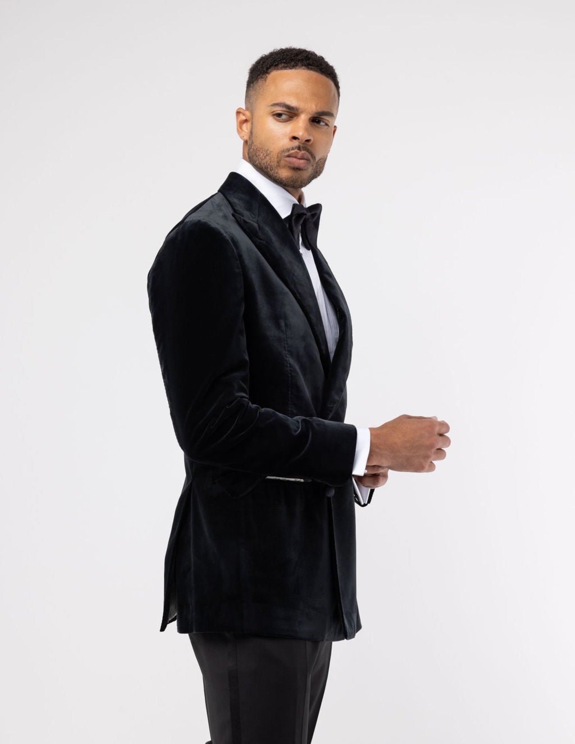 Black Velvet Double Breasted Suit - Samir Bachkami