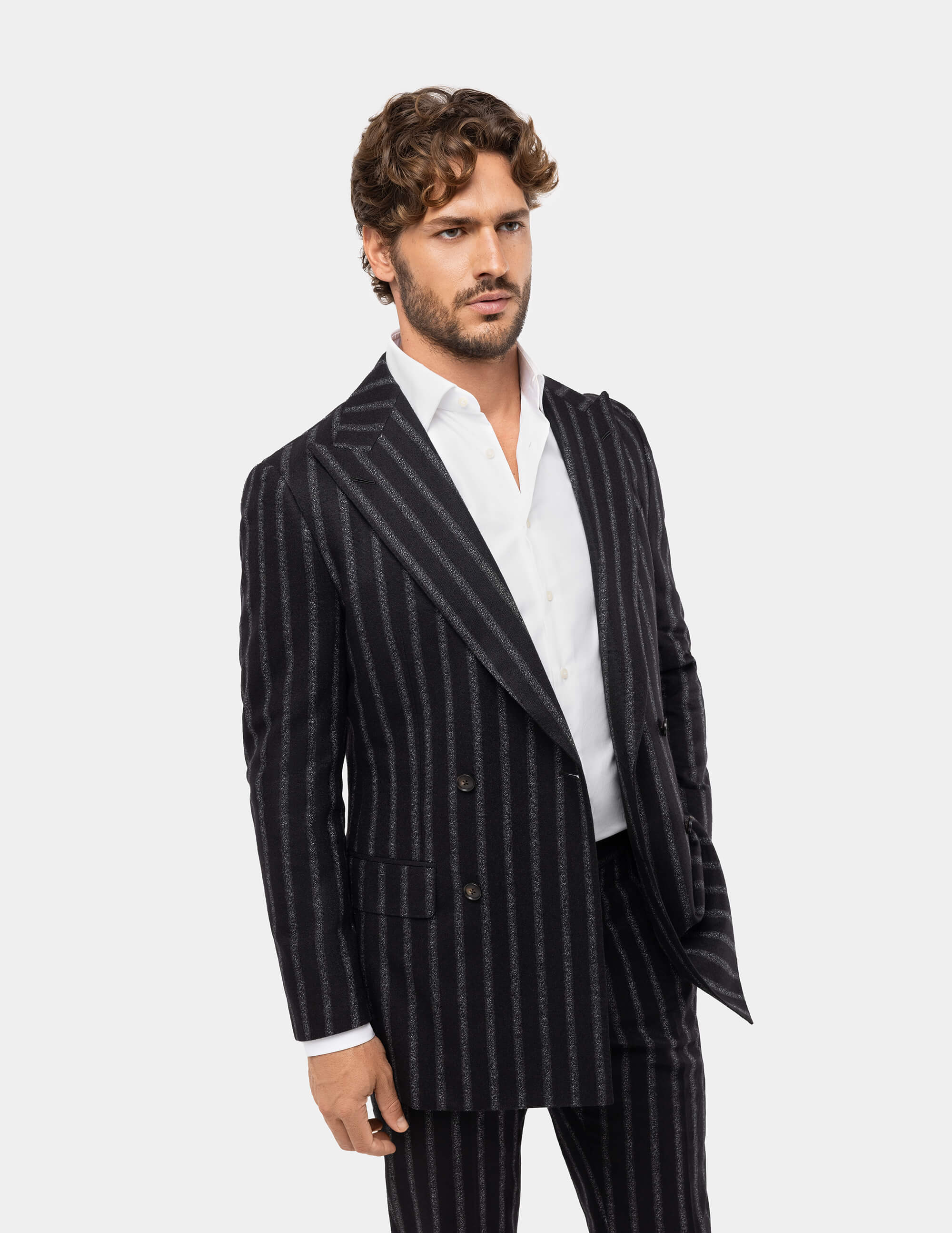 Black White Stripes Double Breasted Suit - Samir Bachkami