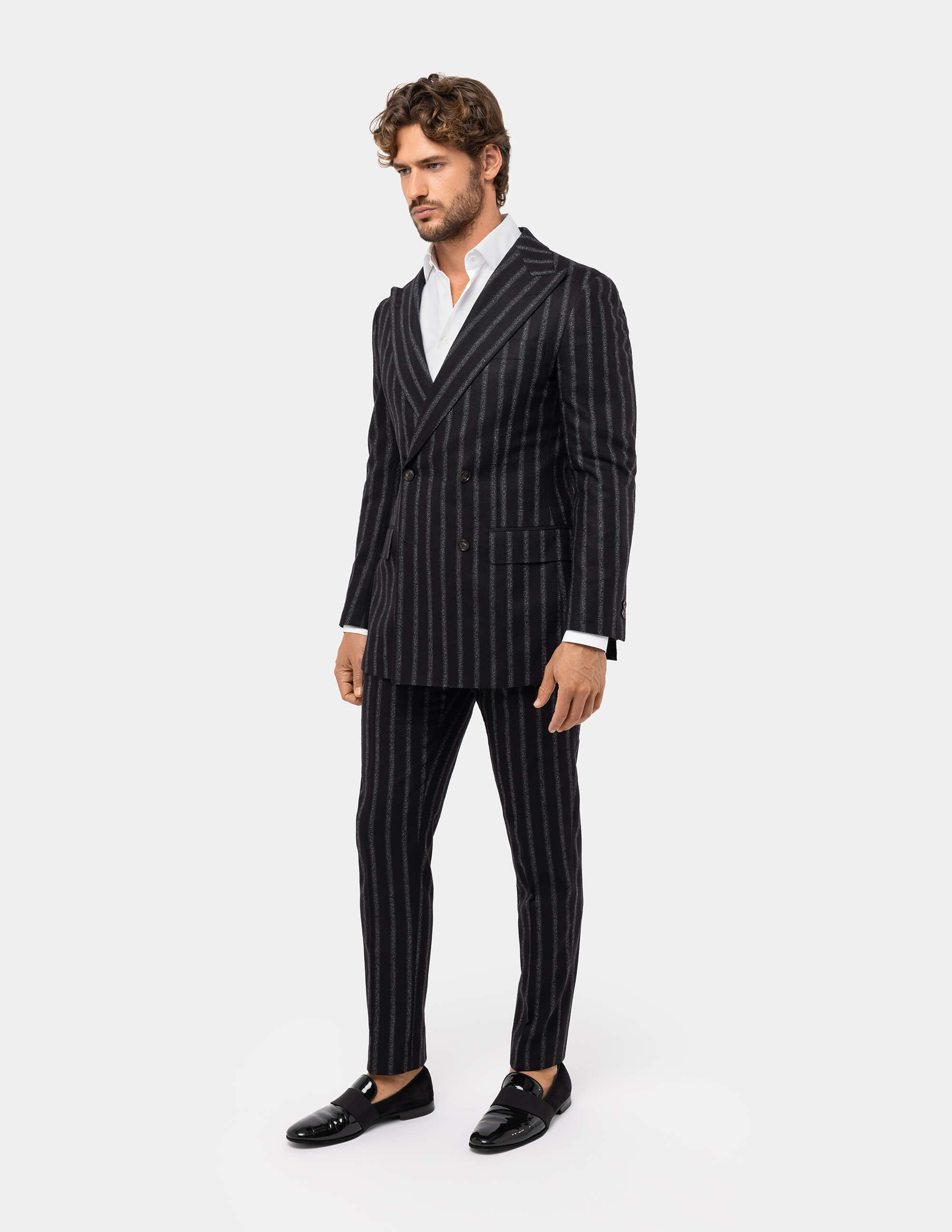 Black White Stripes Double Breasted Suit - Samir Bachkami