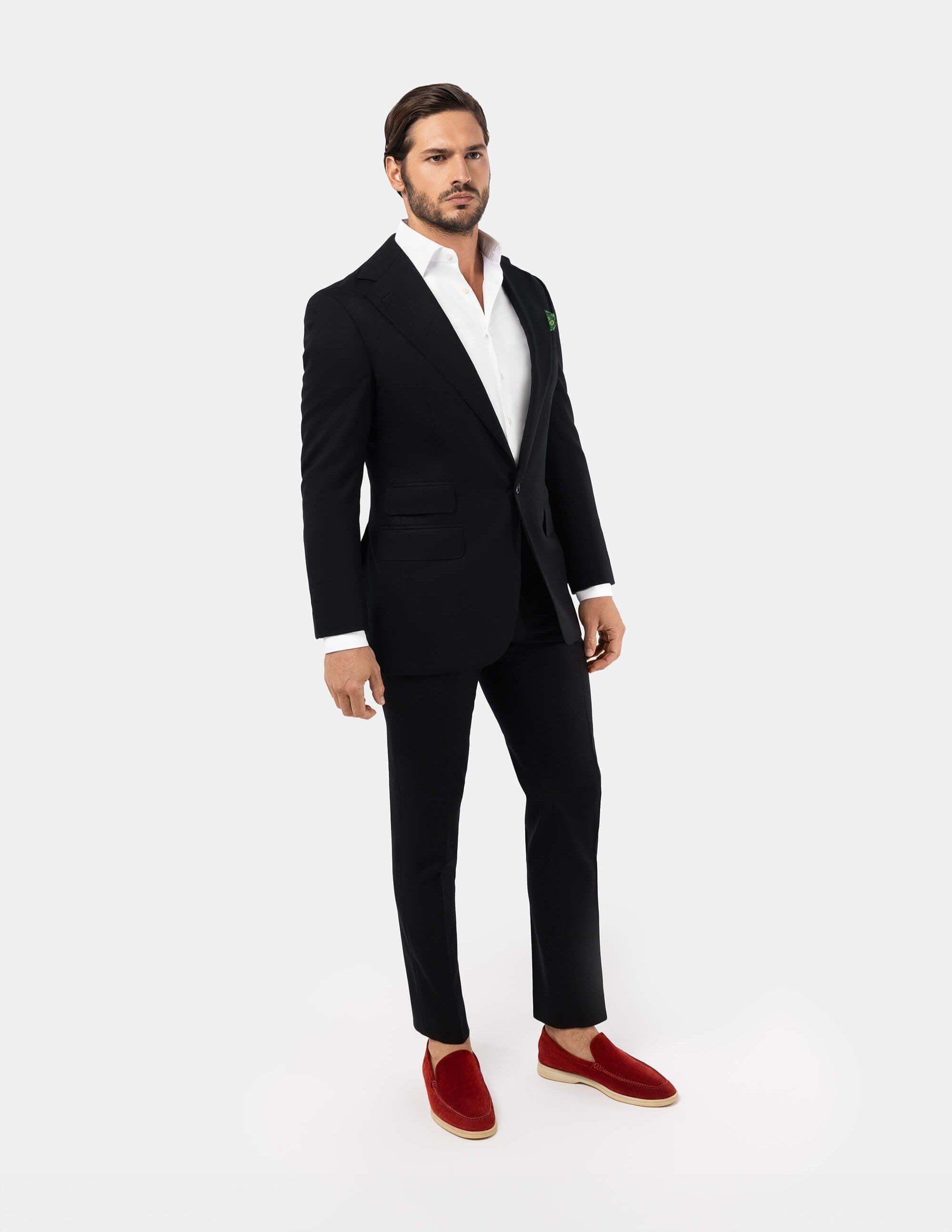 Black Wool Cashmere Notch Suit - Samir Bachkami