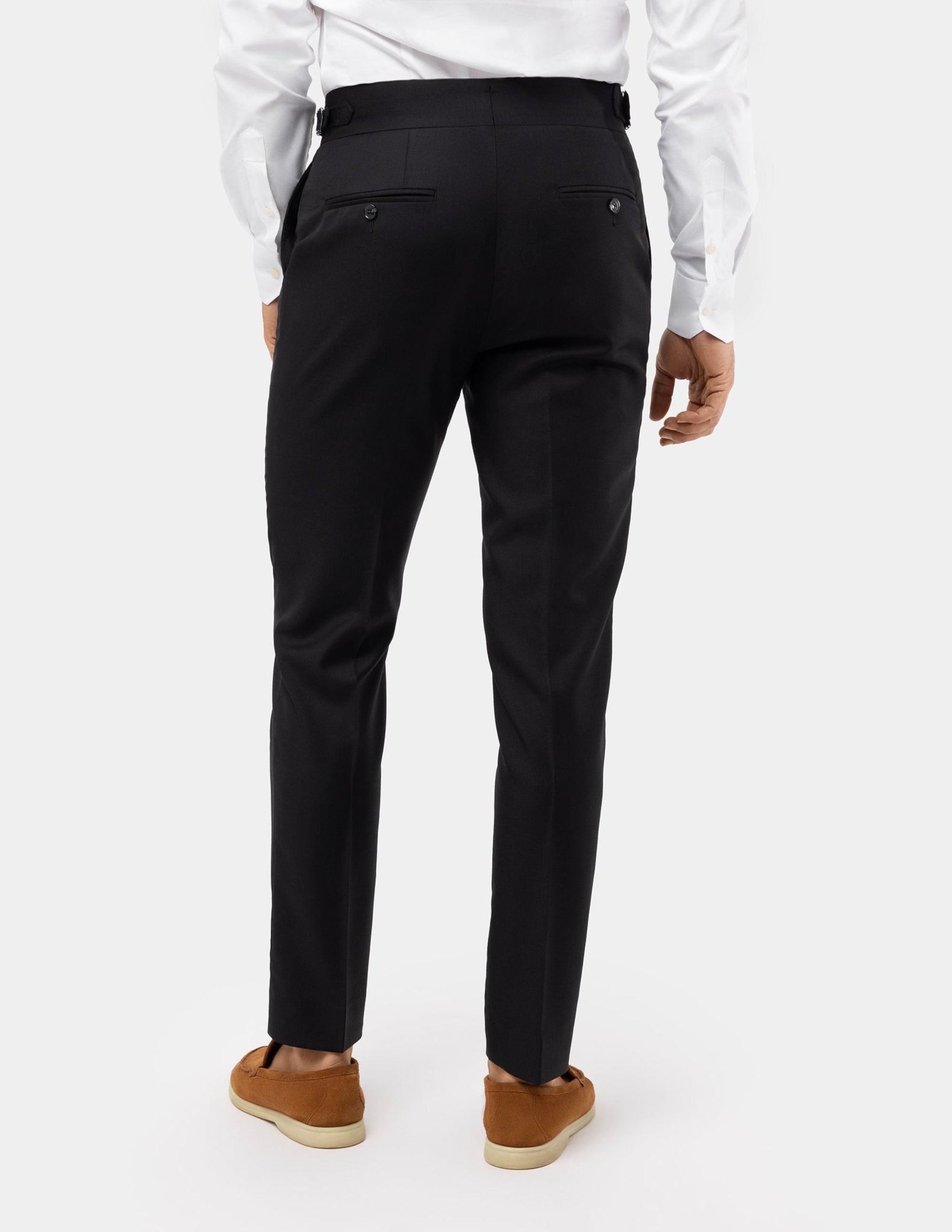Black Wool Trousers Double Button - Samir Bachkami