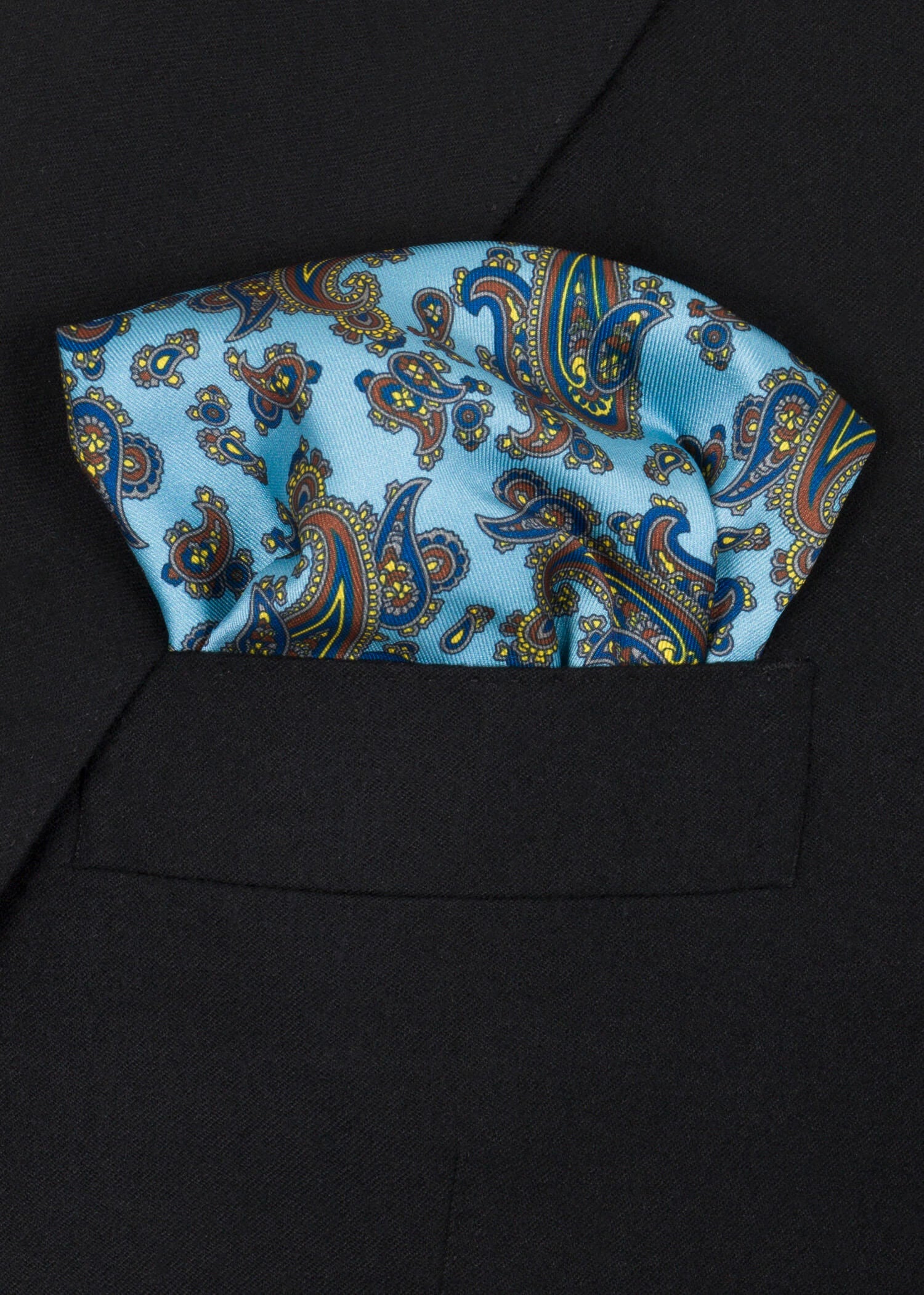 Blue Brown Yellow Pocket Square - Samir Bachkami