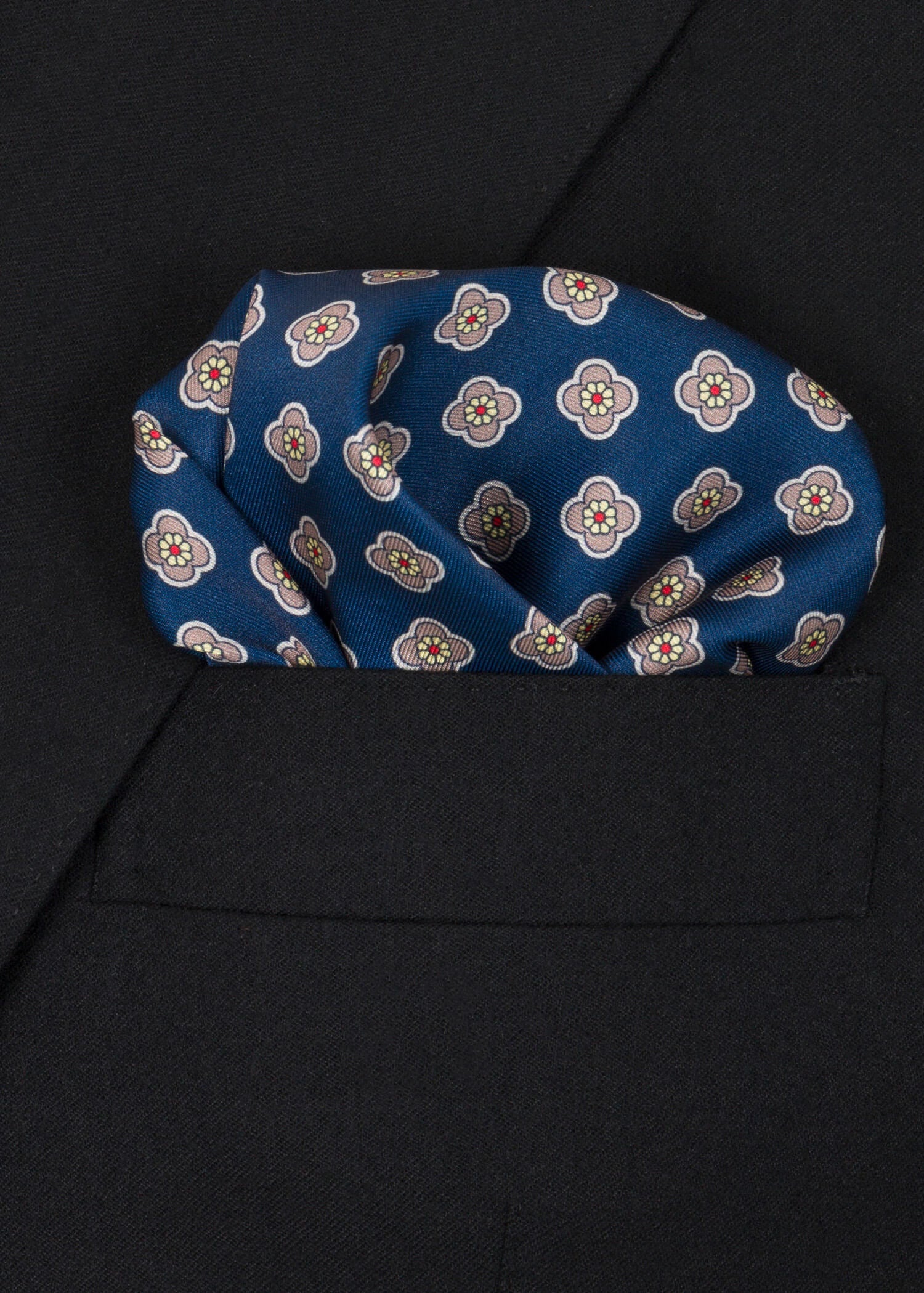 Blue Cream Red Pocket Square - Samir Bachkami