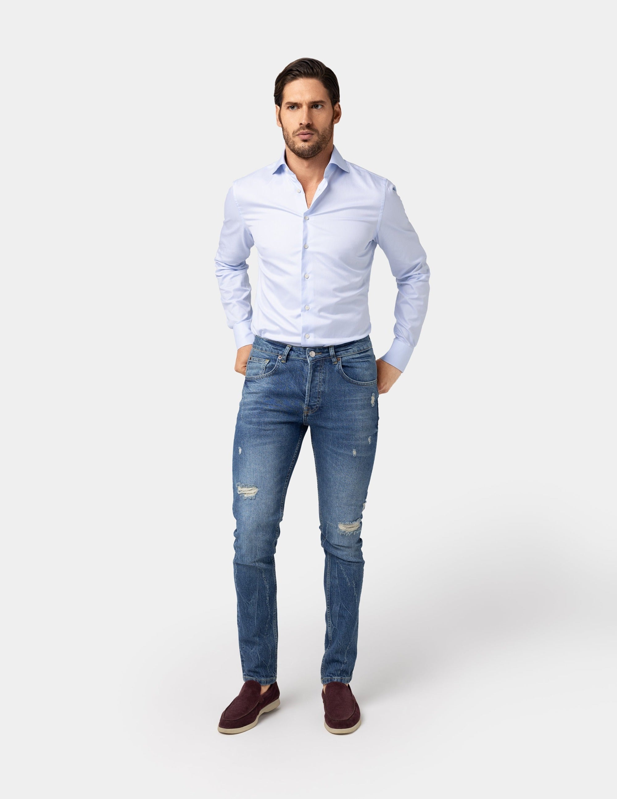 Blue Slim Fit Shirt - Samir Bachkami