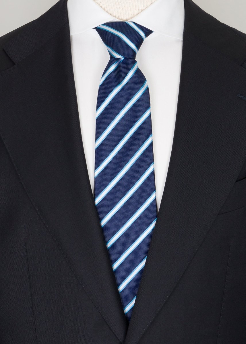 Blue Stripe Tie - Samir Bachkami