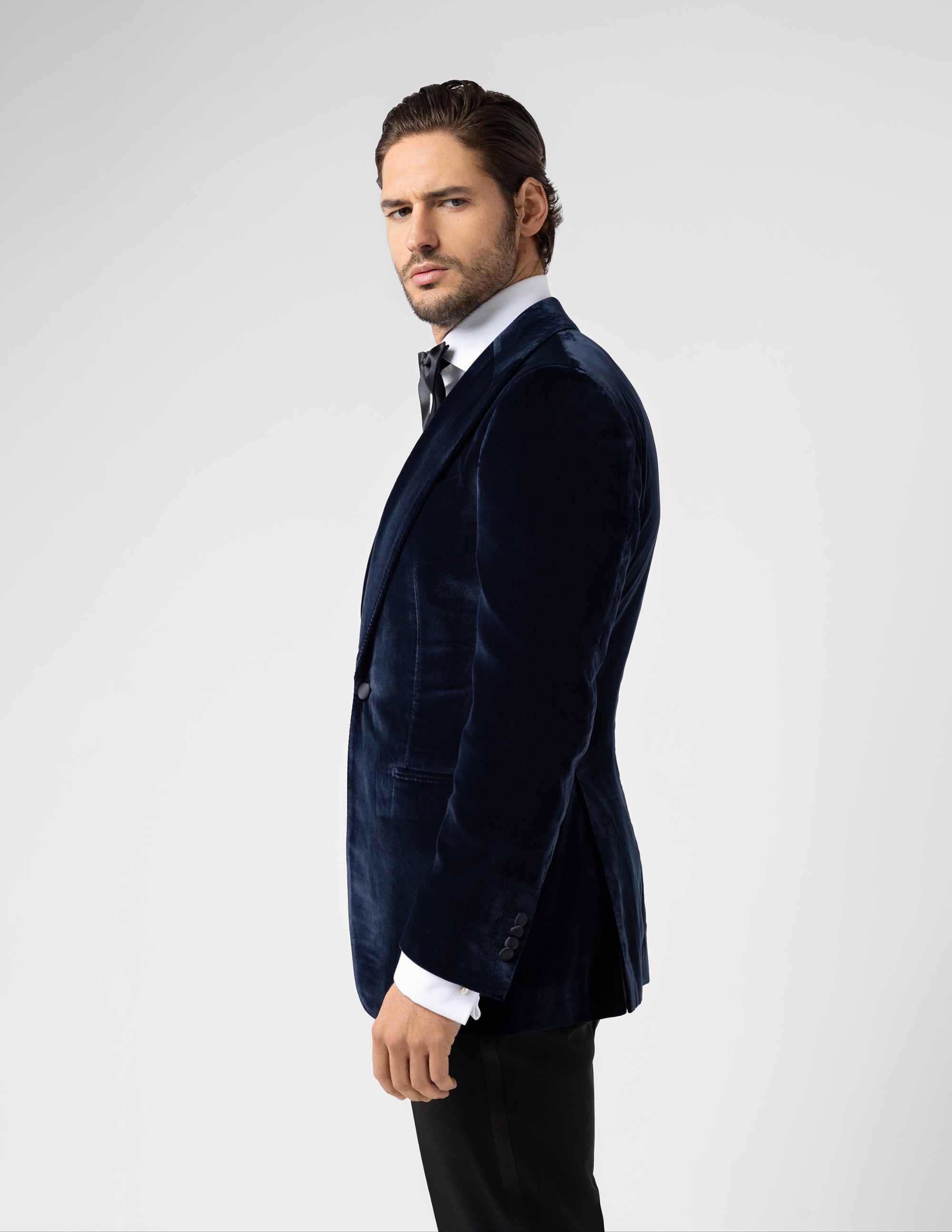 Blue Velvet Single Breasted Jacket - Samir Bachkami