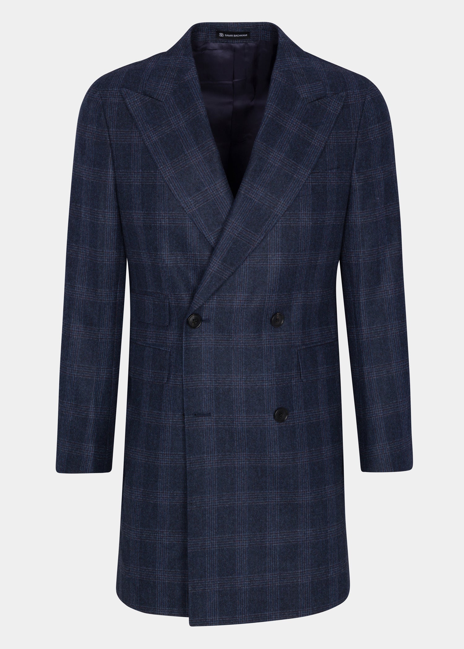 Blue White Double breasted Coat - Samir Bachkami