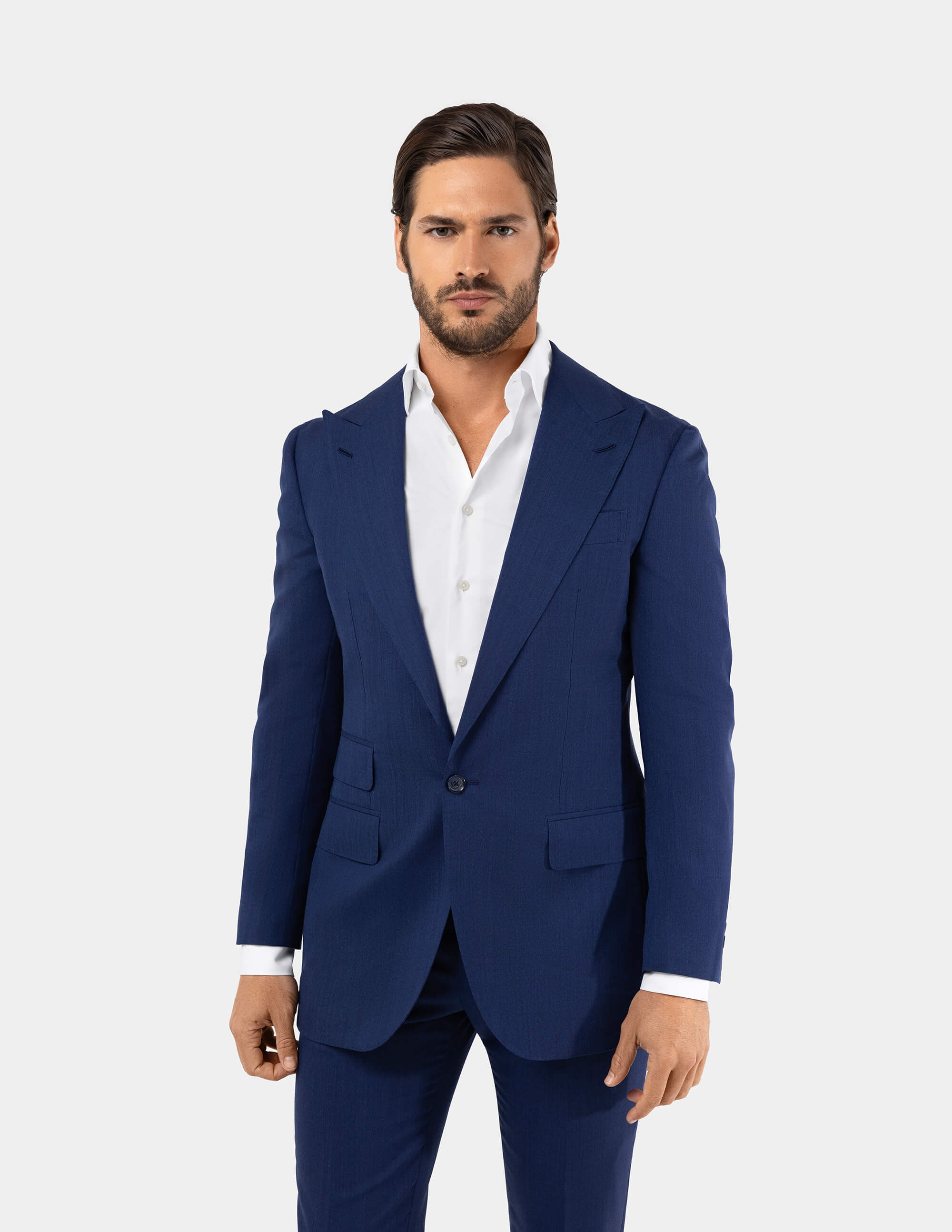 Blue Wool Single Breasted Suit - Samir Bachkami