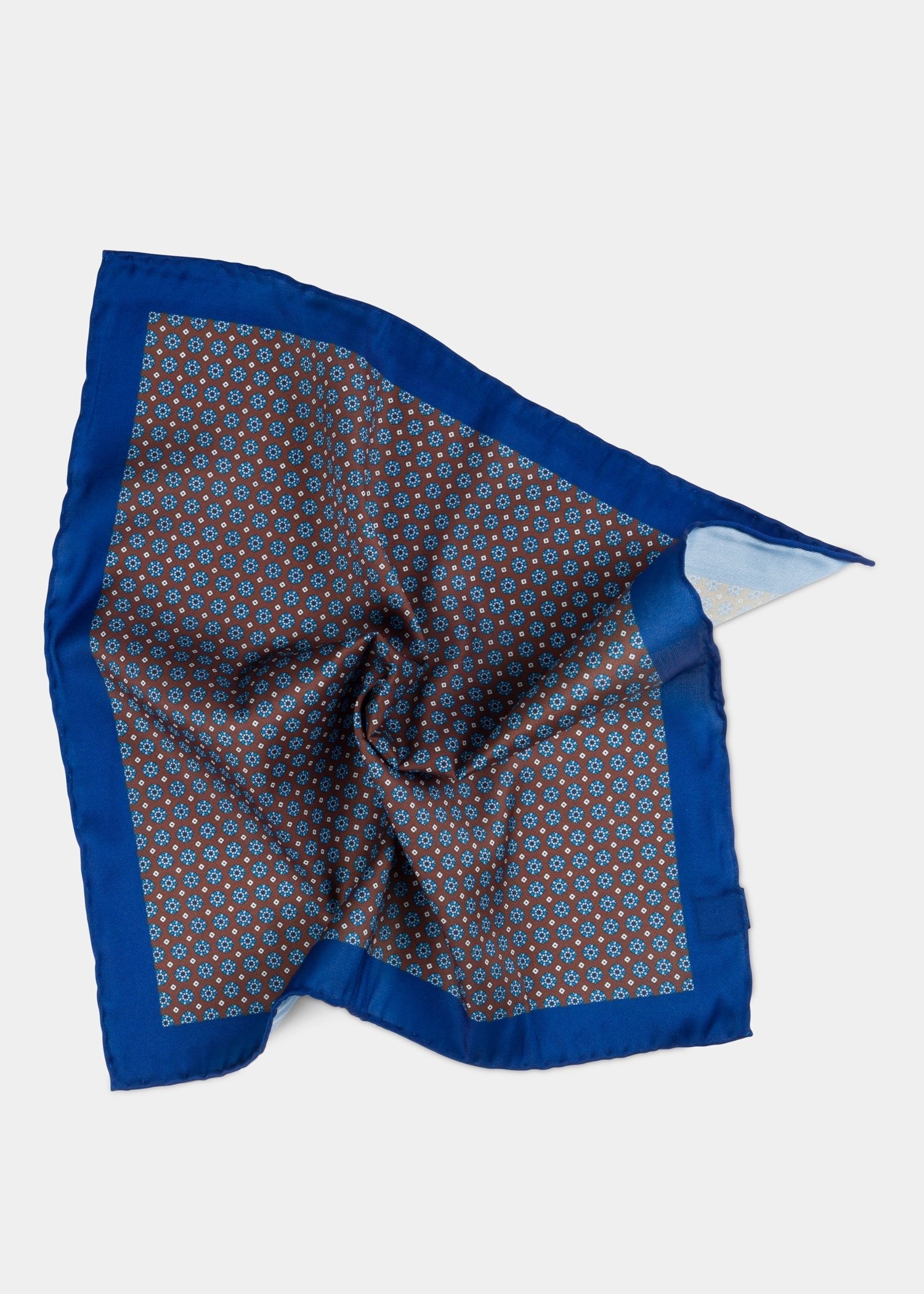 Brown Blue Dots Pocket Square - Samir Bachkami
