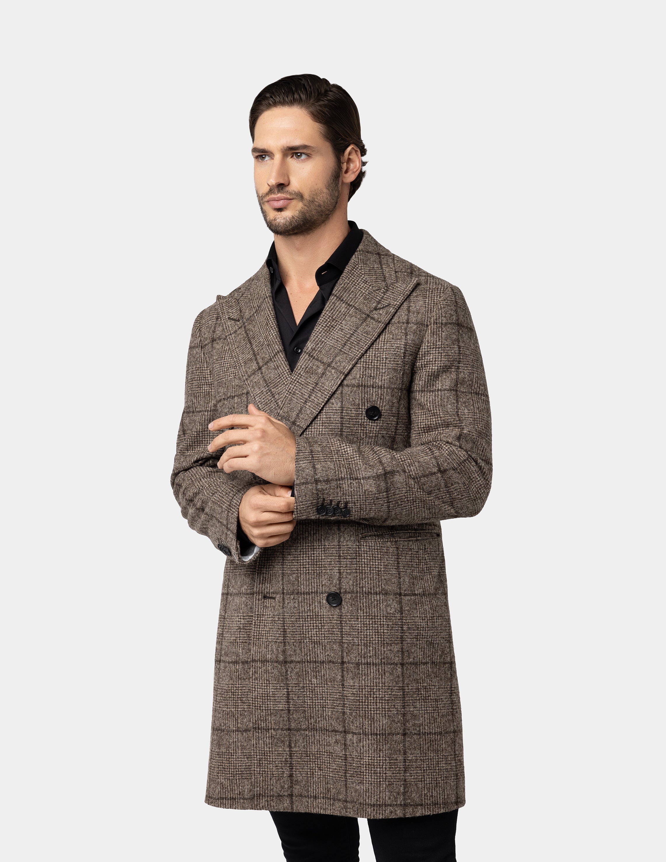 Brown Double-breasted Coat - Samir Bachkami