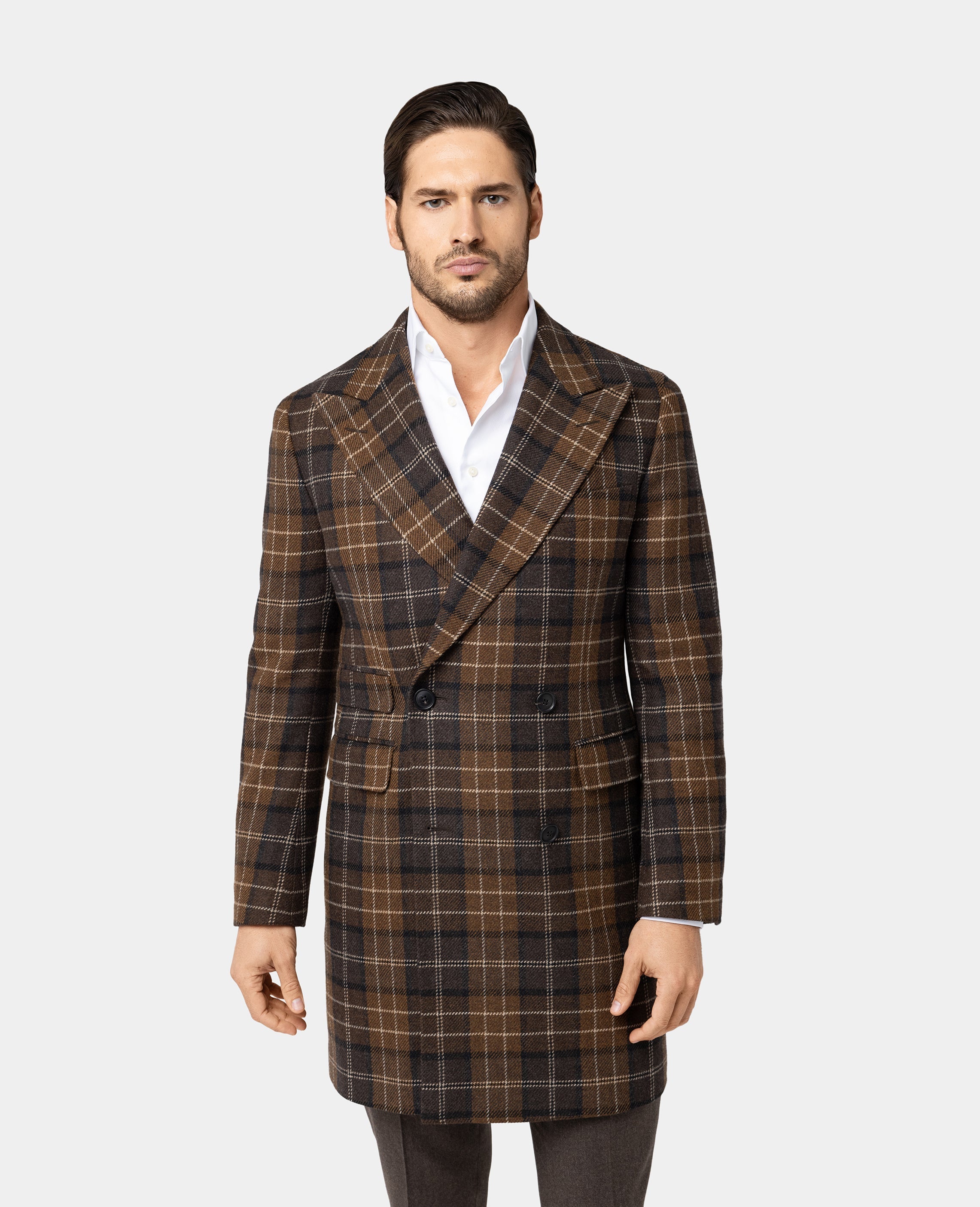 Brown Double breasted Coat - Samir Bachkami