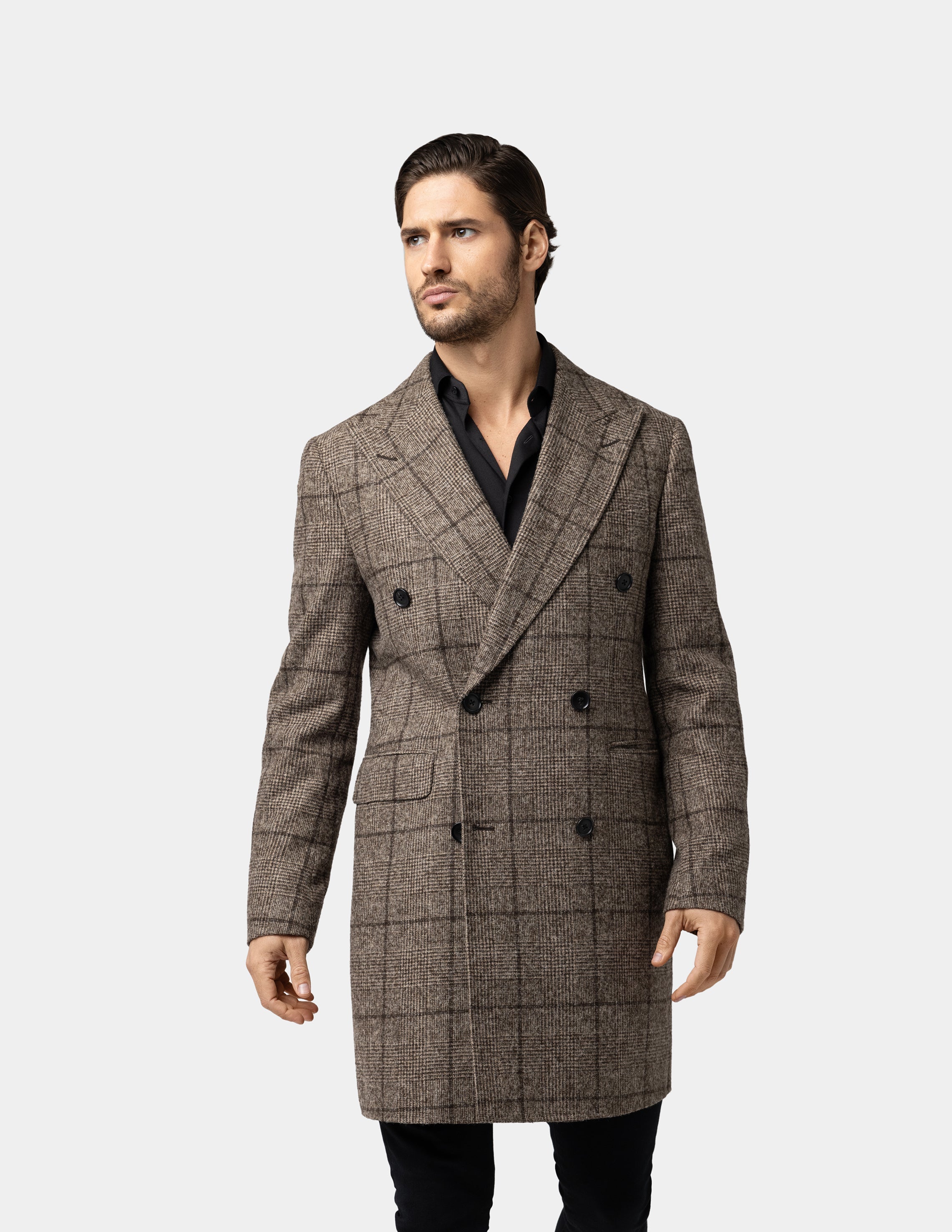 Brown Double-breasted Coat - Samir Bachkami
