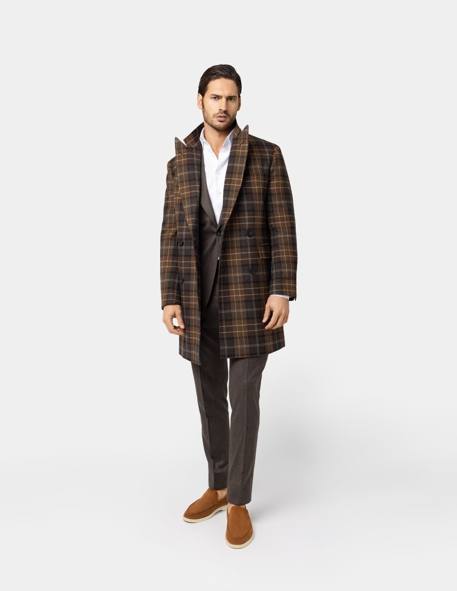 Brown Double breasted Coat - Samir Bachkami