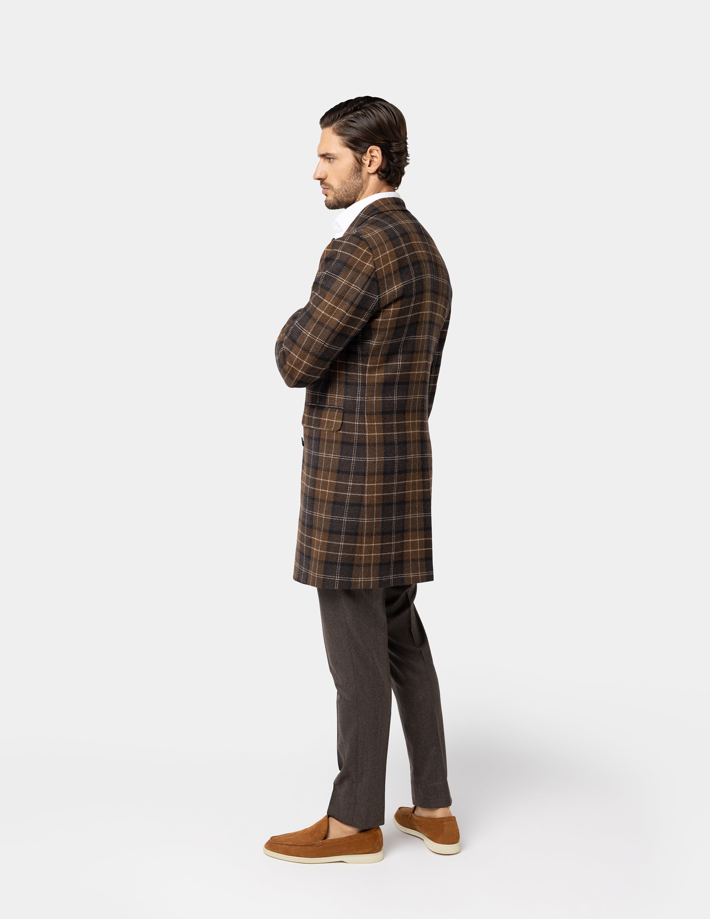 Brown Double breasted Coat - Samir Bachkami