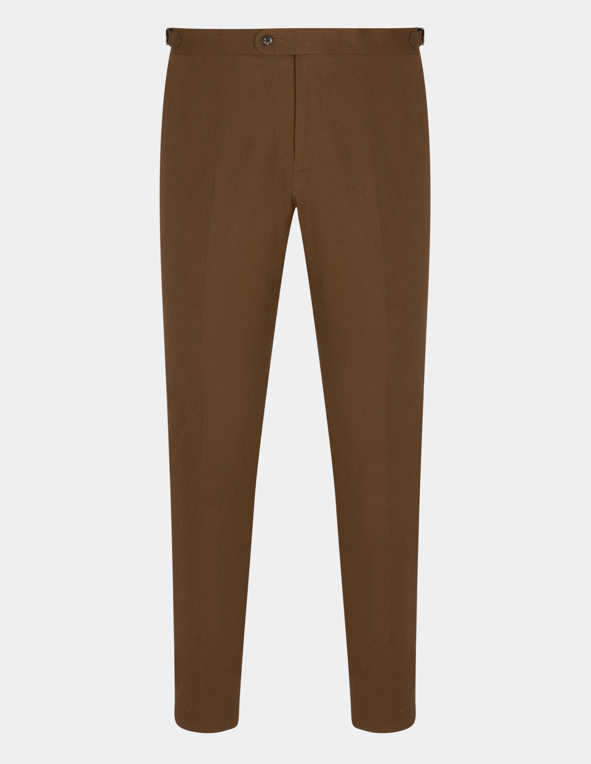 Brown Seersucker Trousers - Samir Bachkami