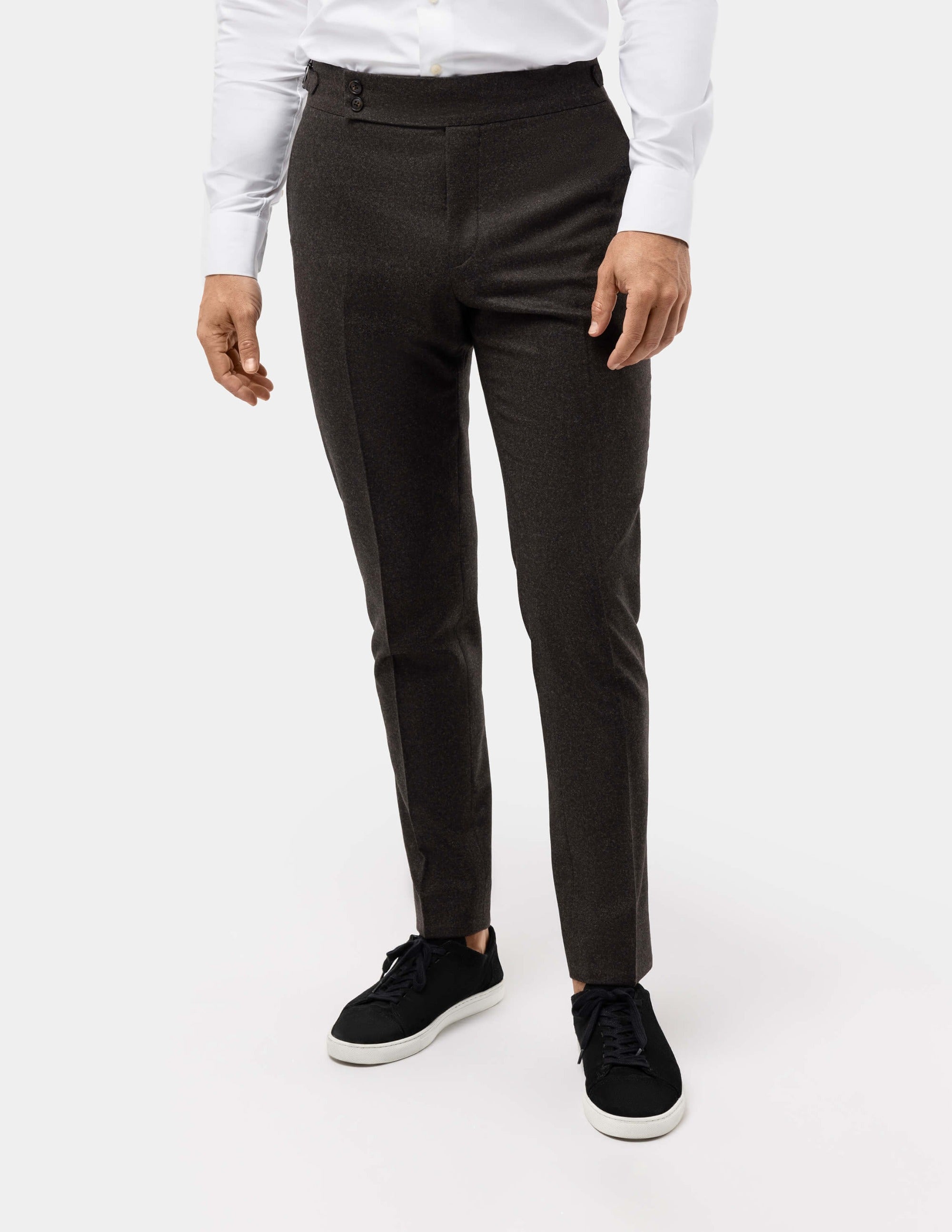 Brown Wool Trousers Double Button - Samir Bachkami
