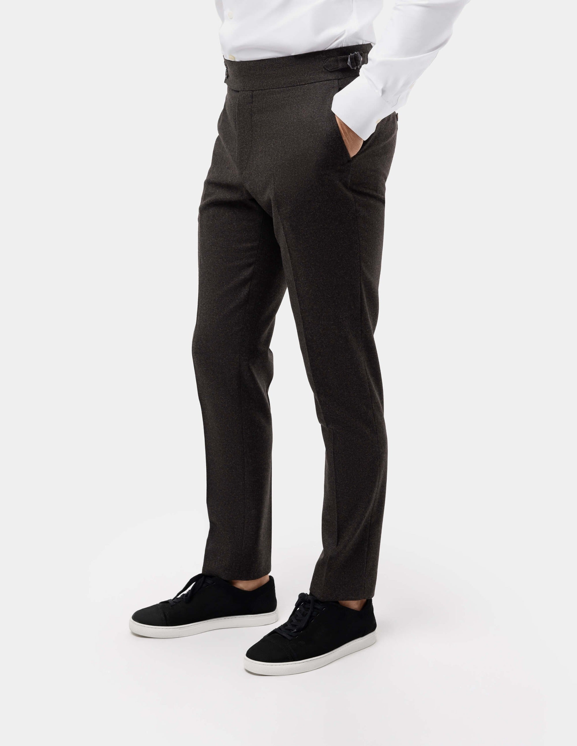 Brown Wool Trousers Double Button - Samir Bachkami