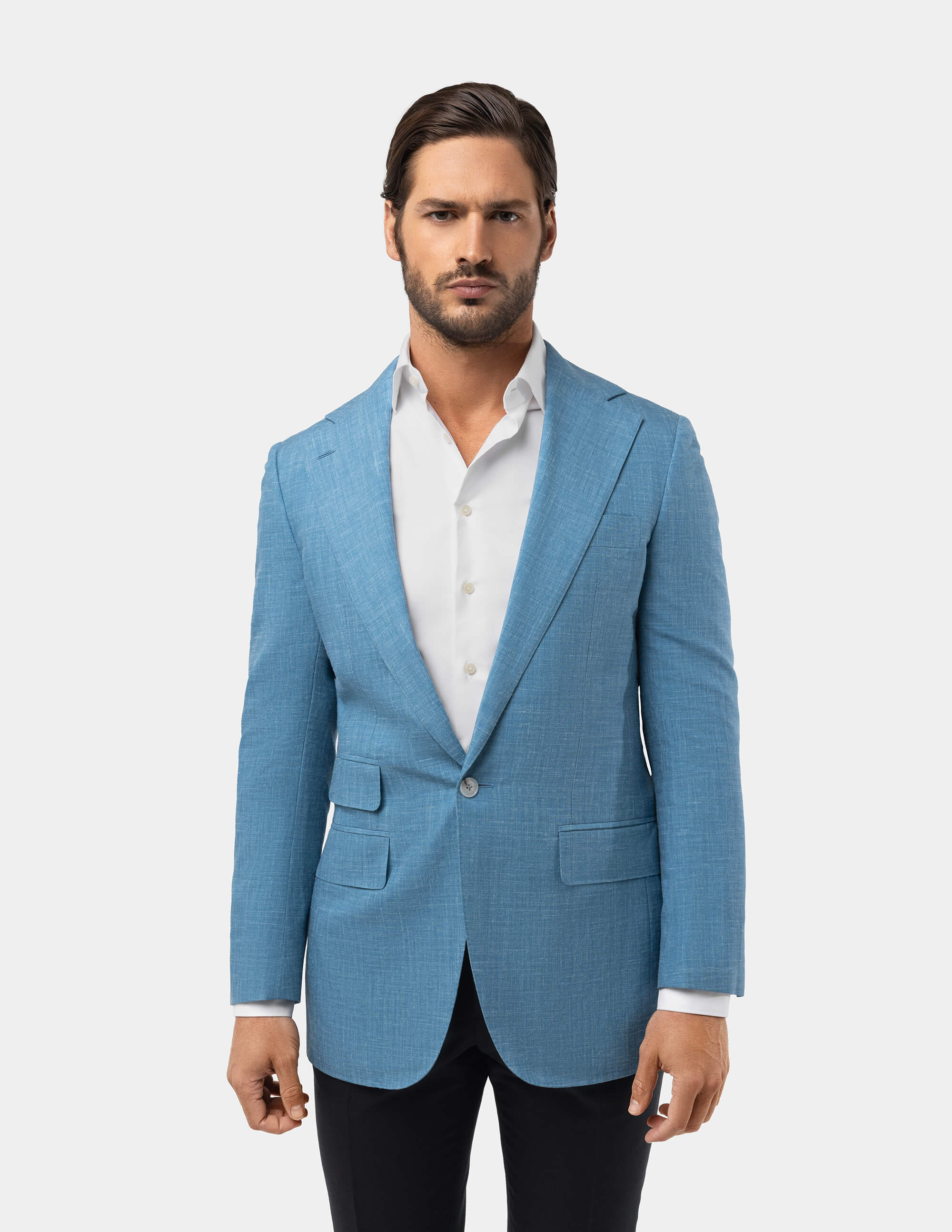 Cobalt Teal Tropical Notch Jacket - Samir Bachkami