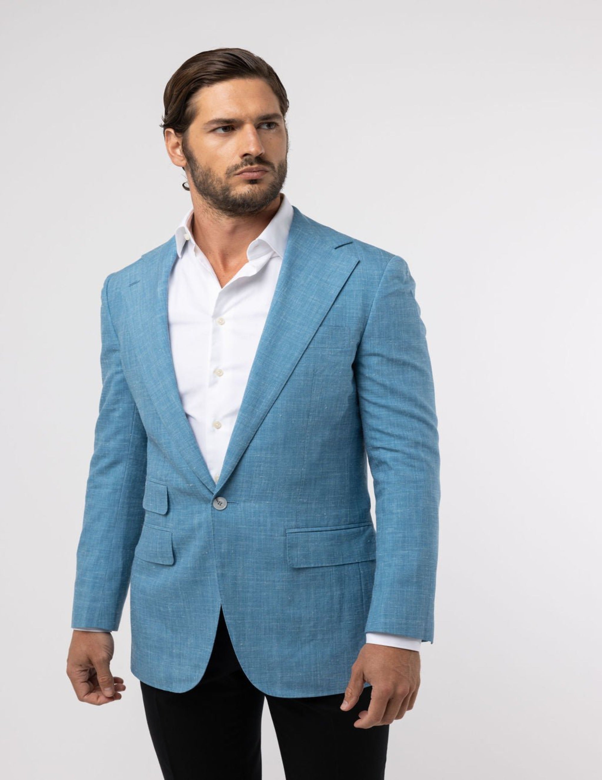 Cobalt Teal Tropical Notch Jacket - Samir Bachkami