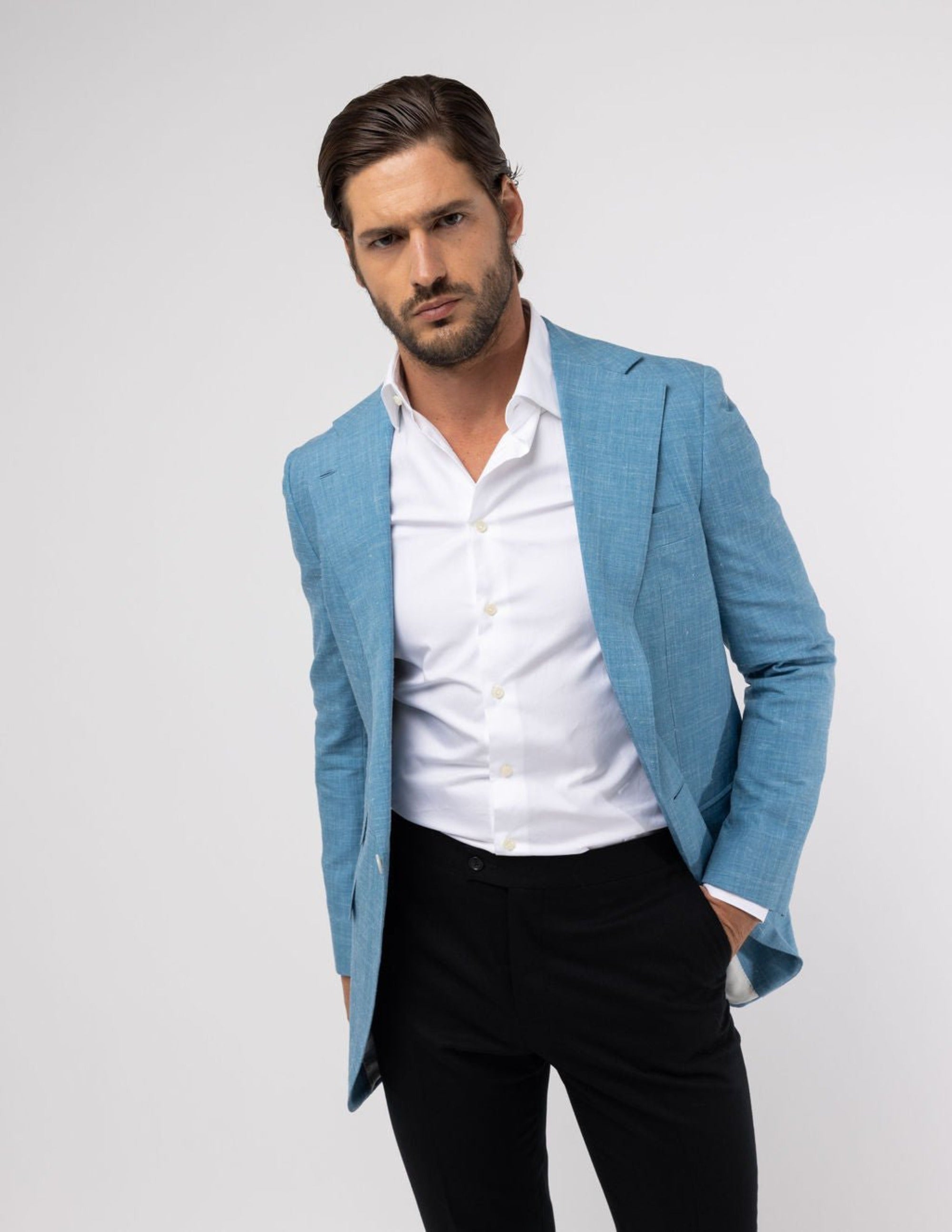 Cobalt Teal Tropical Notch Jacket - Samir Bachkami