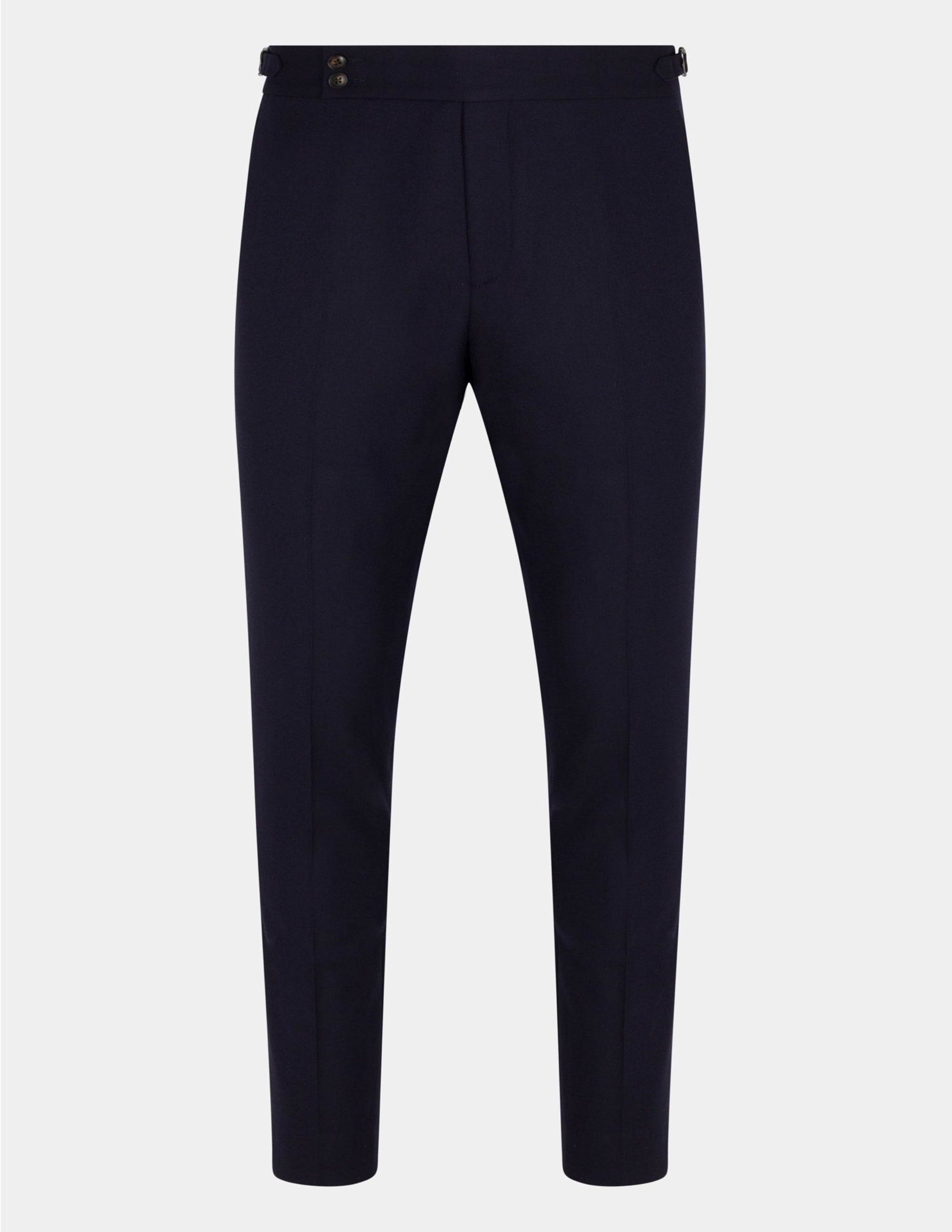 Dark Blue Wool Trousers Double Button - Samir Bachkami