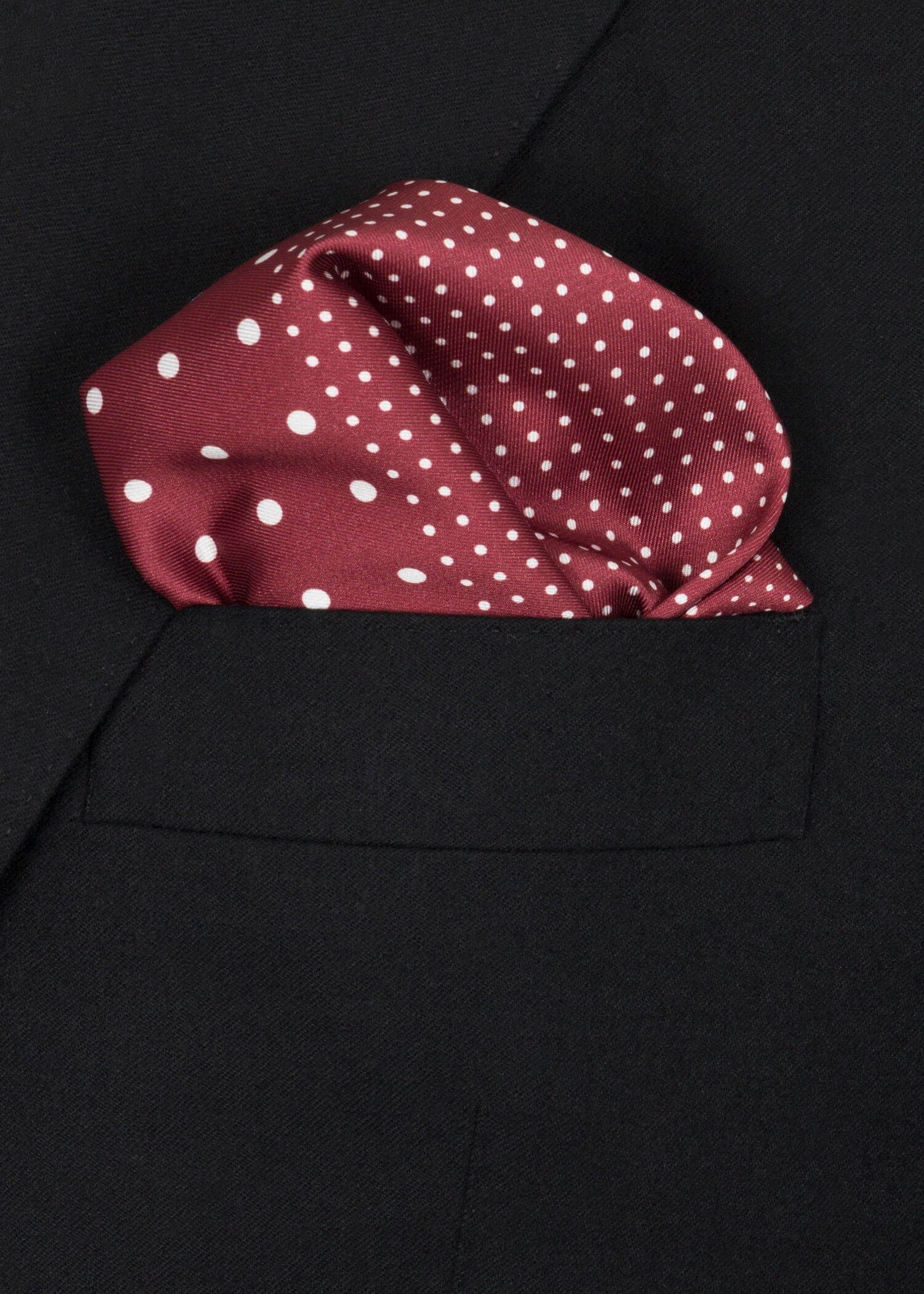 Dark Red White Dots Pocket Square - Samir Bachkami