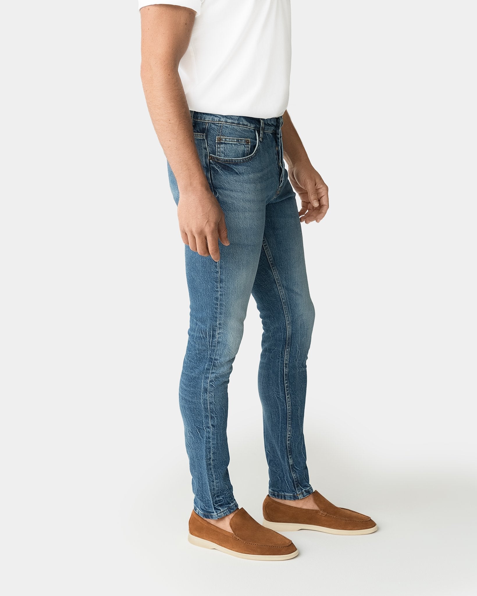 Distressed Blue Skinny Fit Jeans - Samir Bachkami