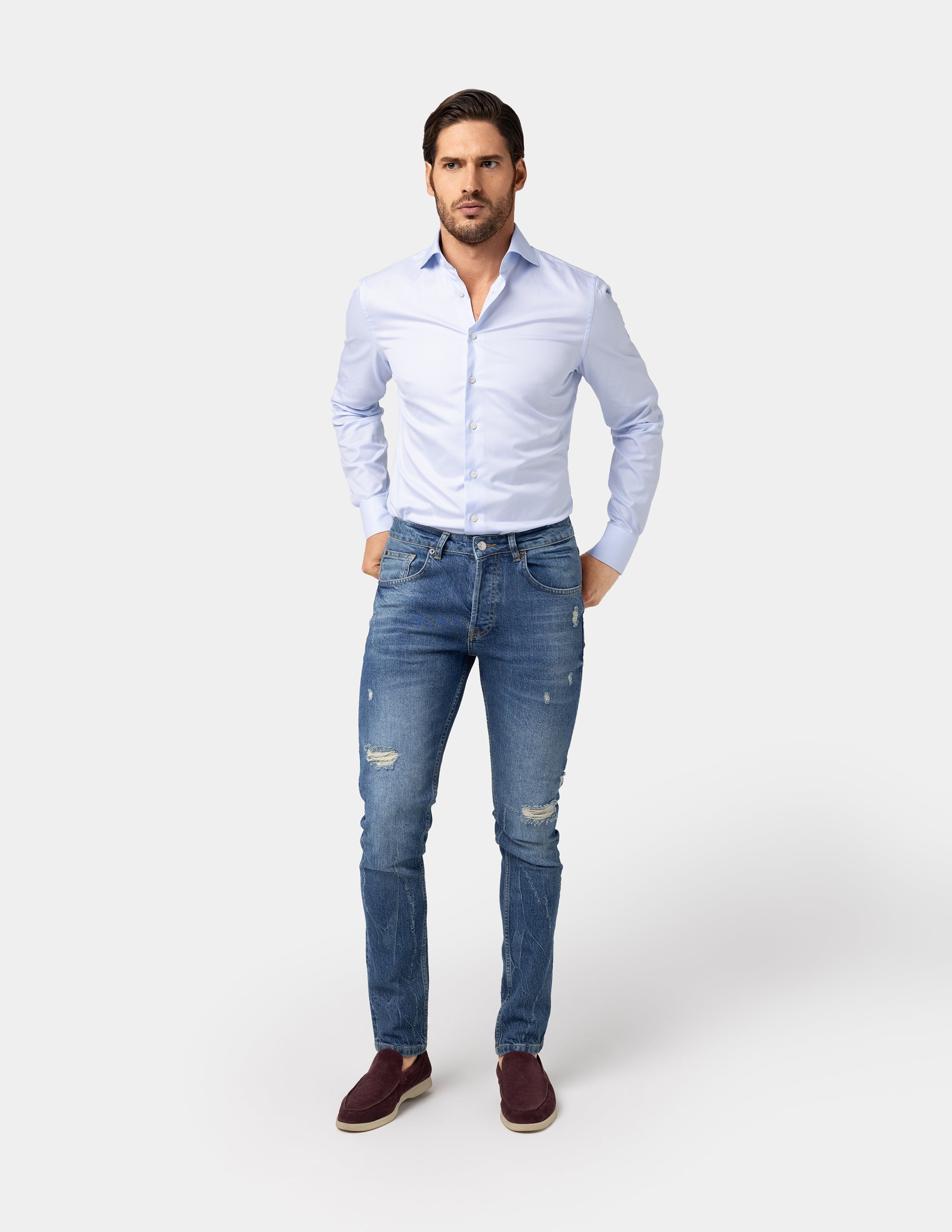 Distressed Blue Skinny Fit Jeans - Samir Bachkami