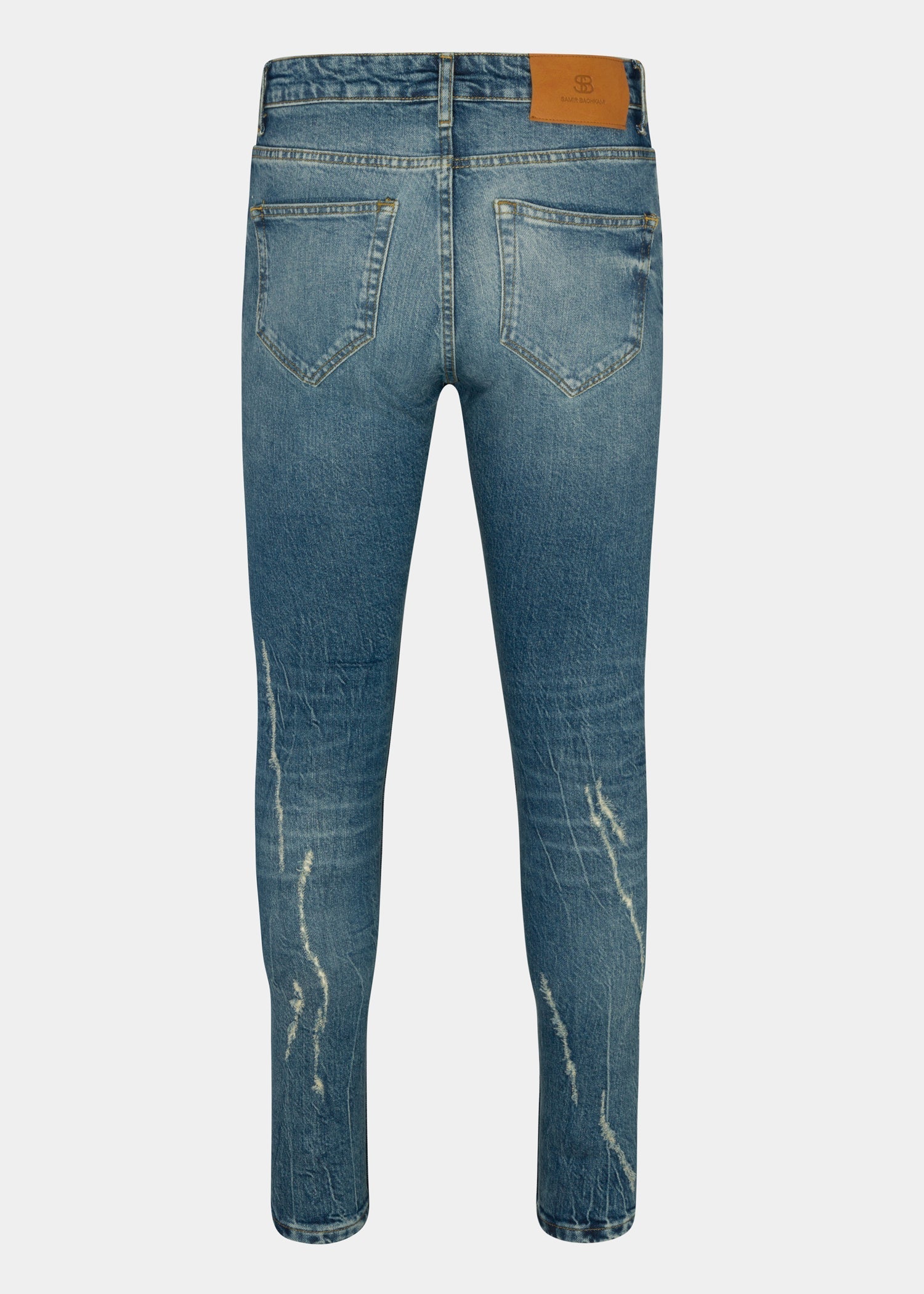 Distressed Blue Skinny Fit Jeans - Samir Bachkami