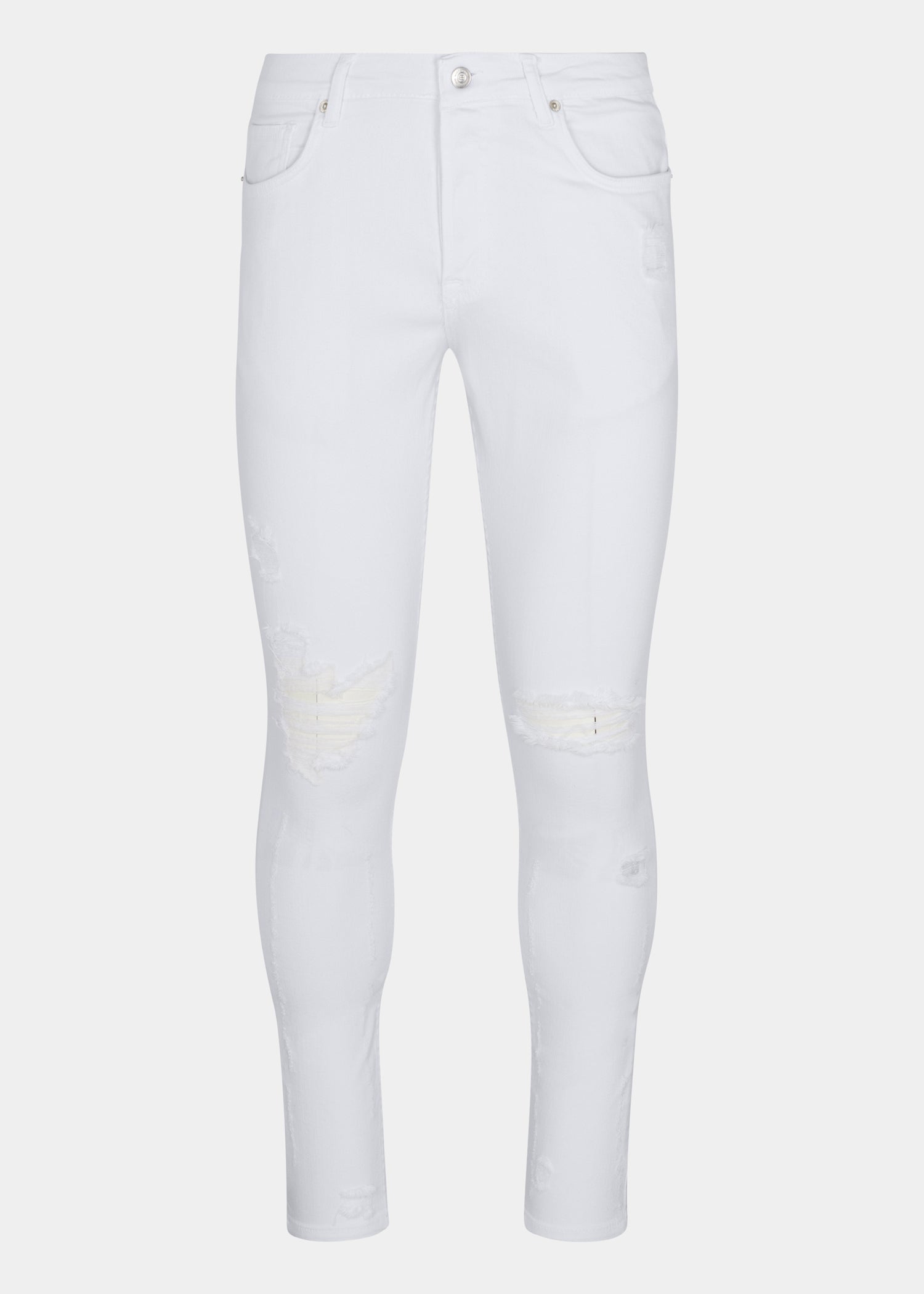 Distressed White Skinny Fit Jeans - Samir Bachkami