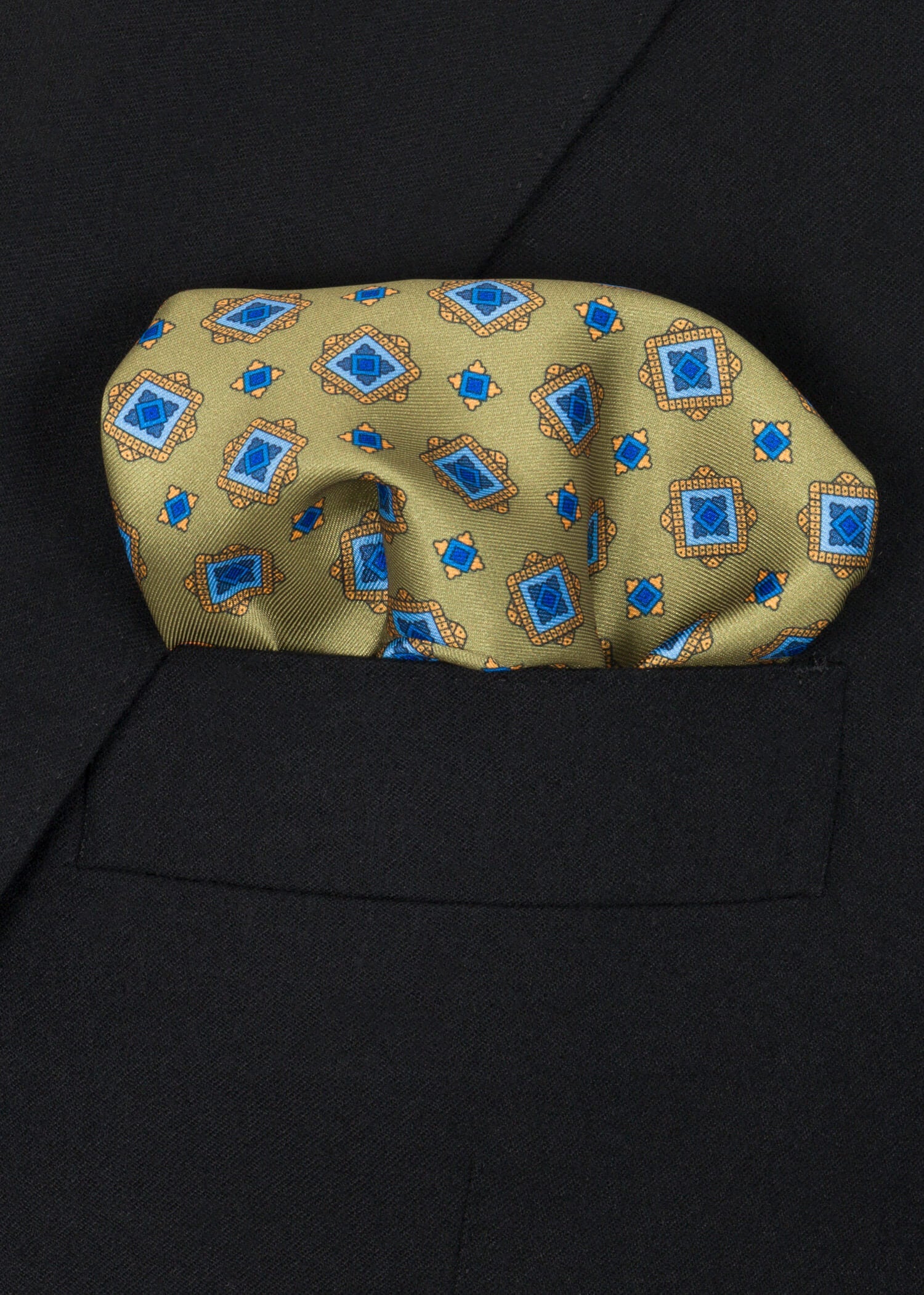 Green Yellow Blue Pocket Square - Samir Bachkami