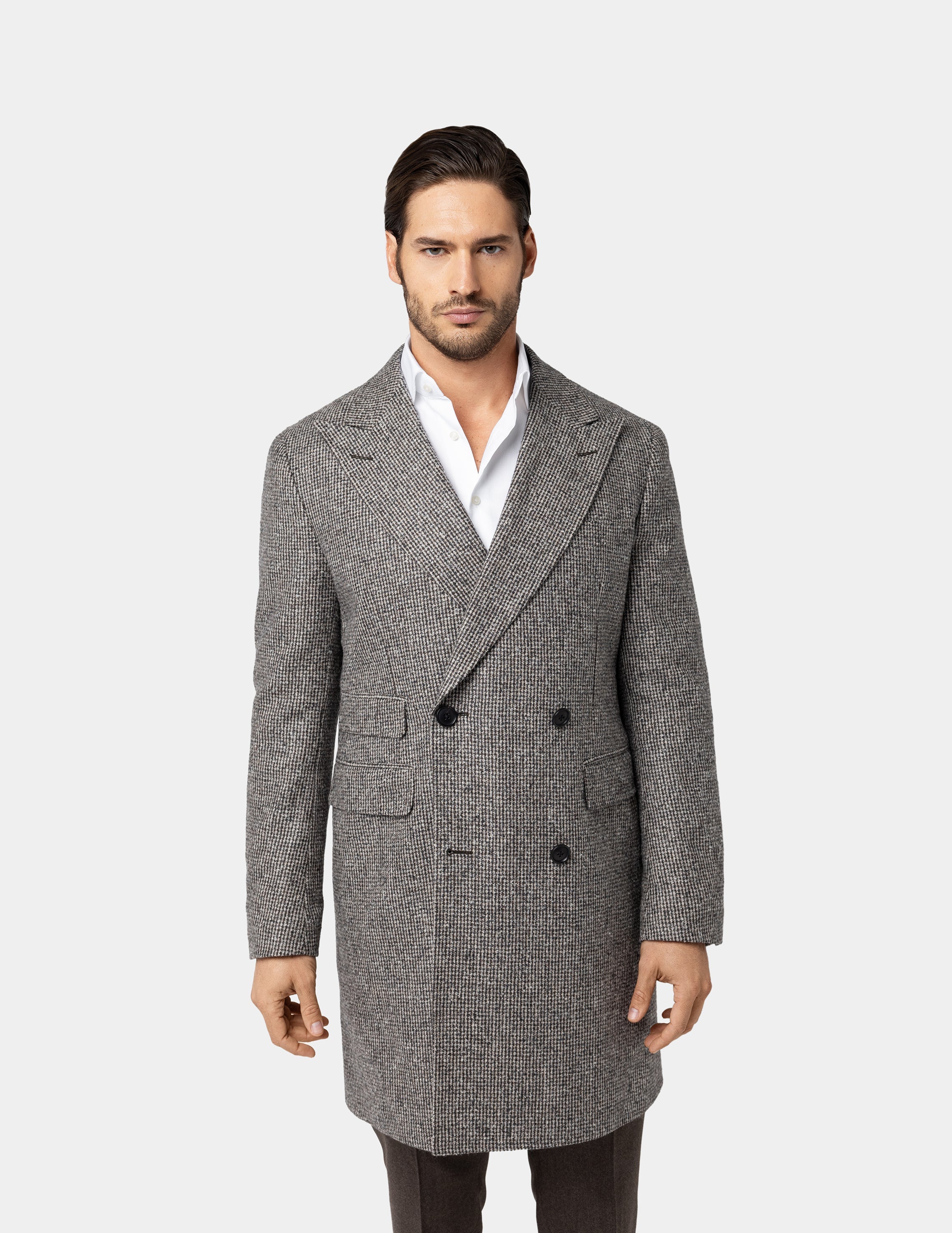 Grey Double breasted Coat - Samir Bachkami