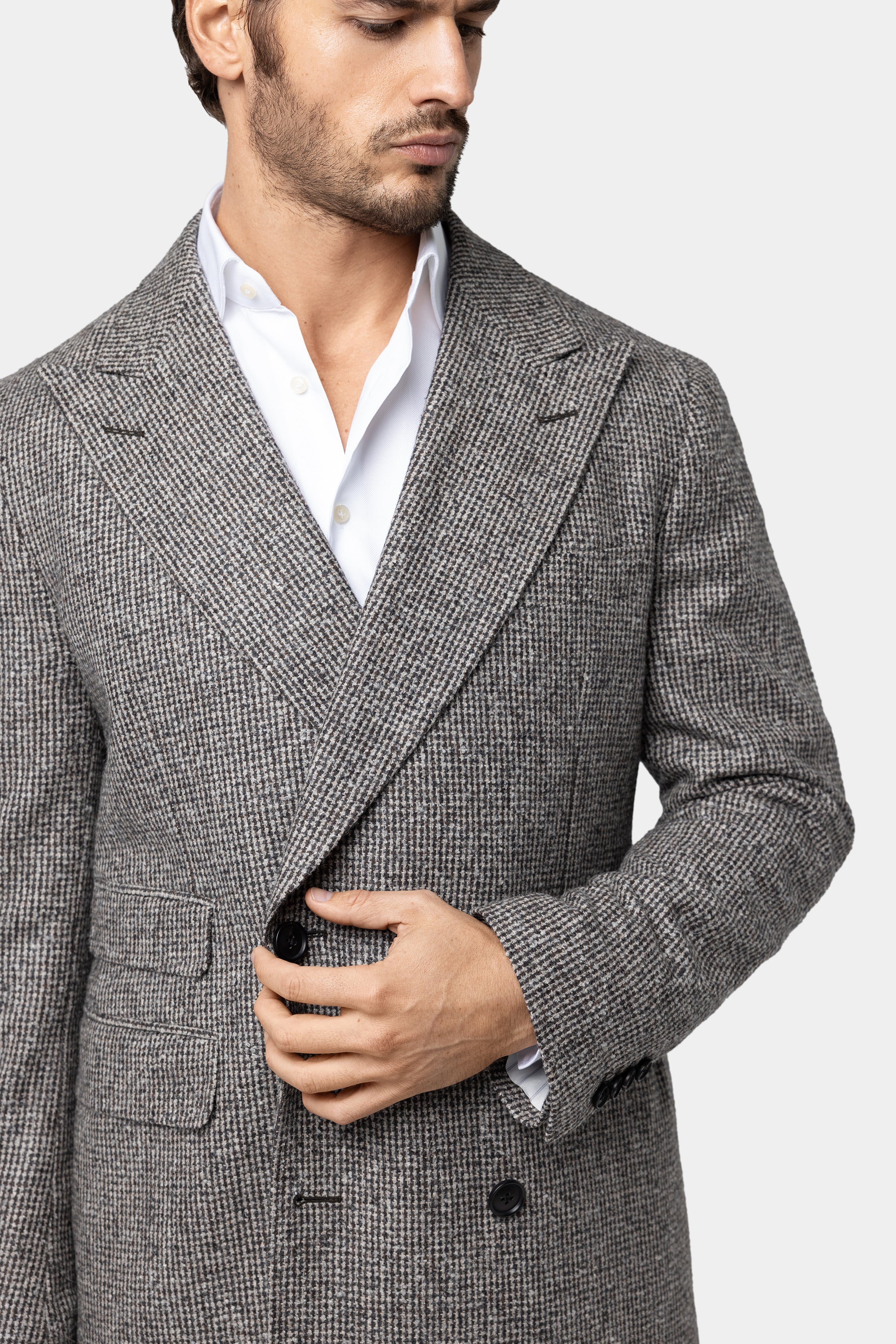 Grey Double breasted Coat - Samir Bachkami