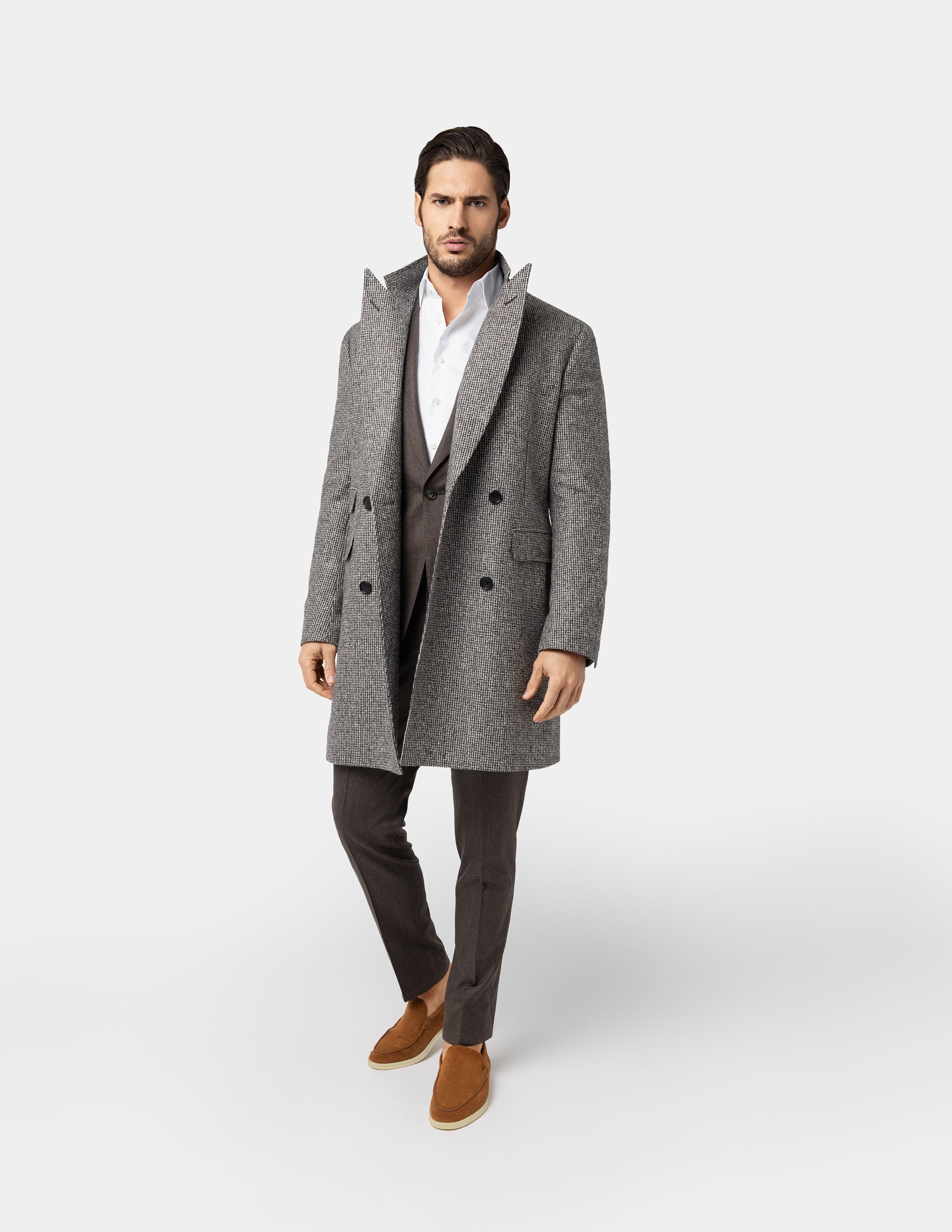 Grey Double breasted Coat - Samir Bachkami