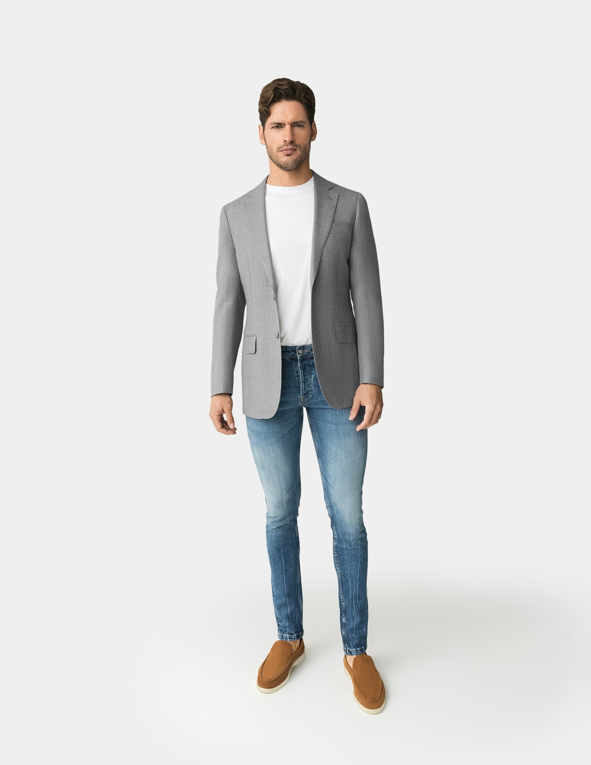 Grey Single Breasted Jacket - Samir Bachkami