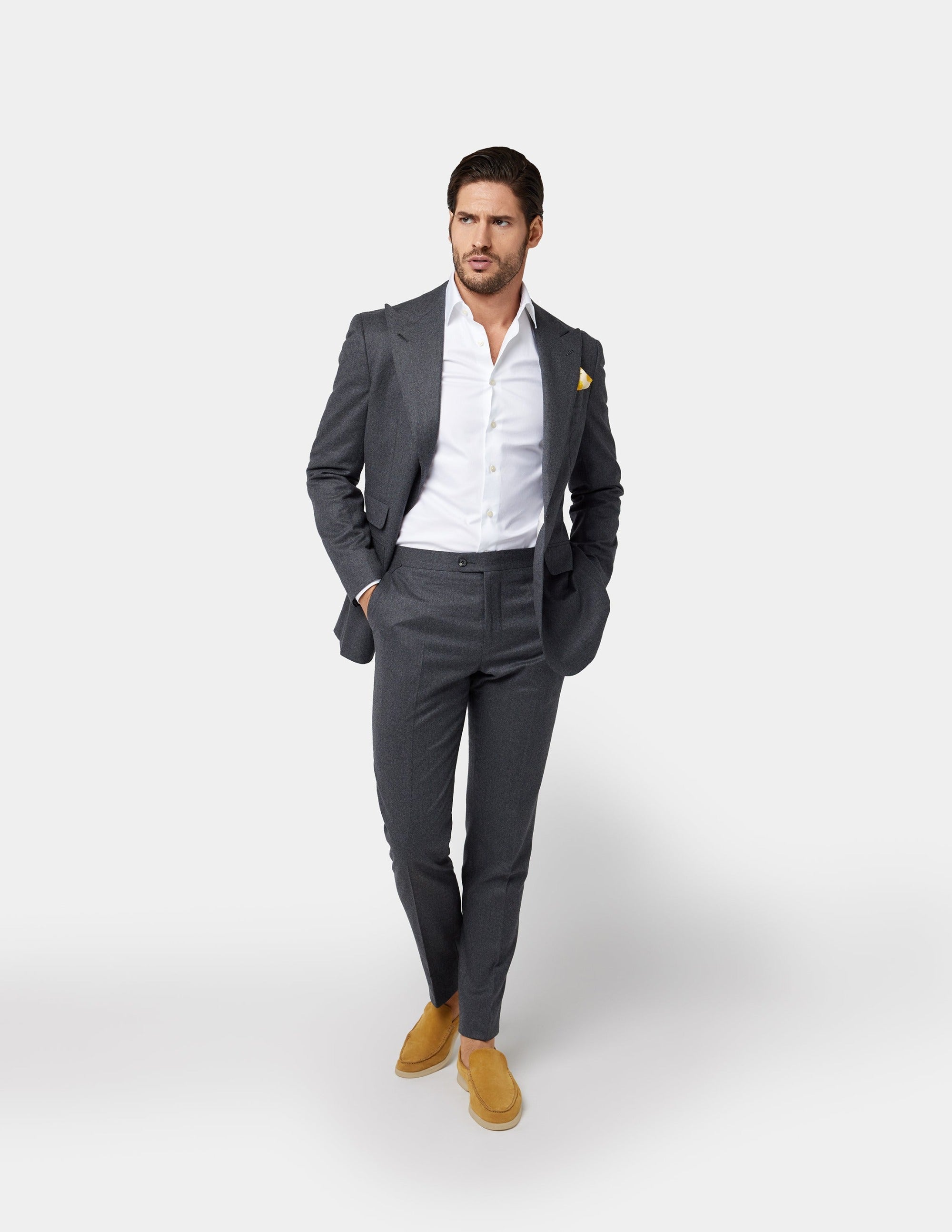 Grey Single Breasted Suit - Samir Bachkami