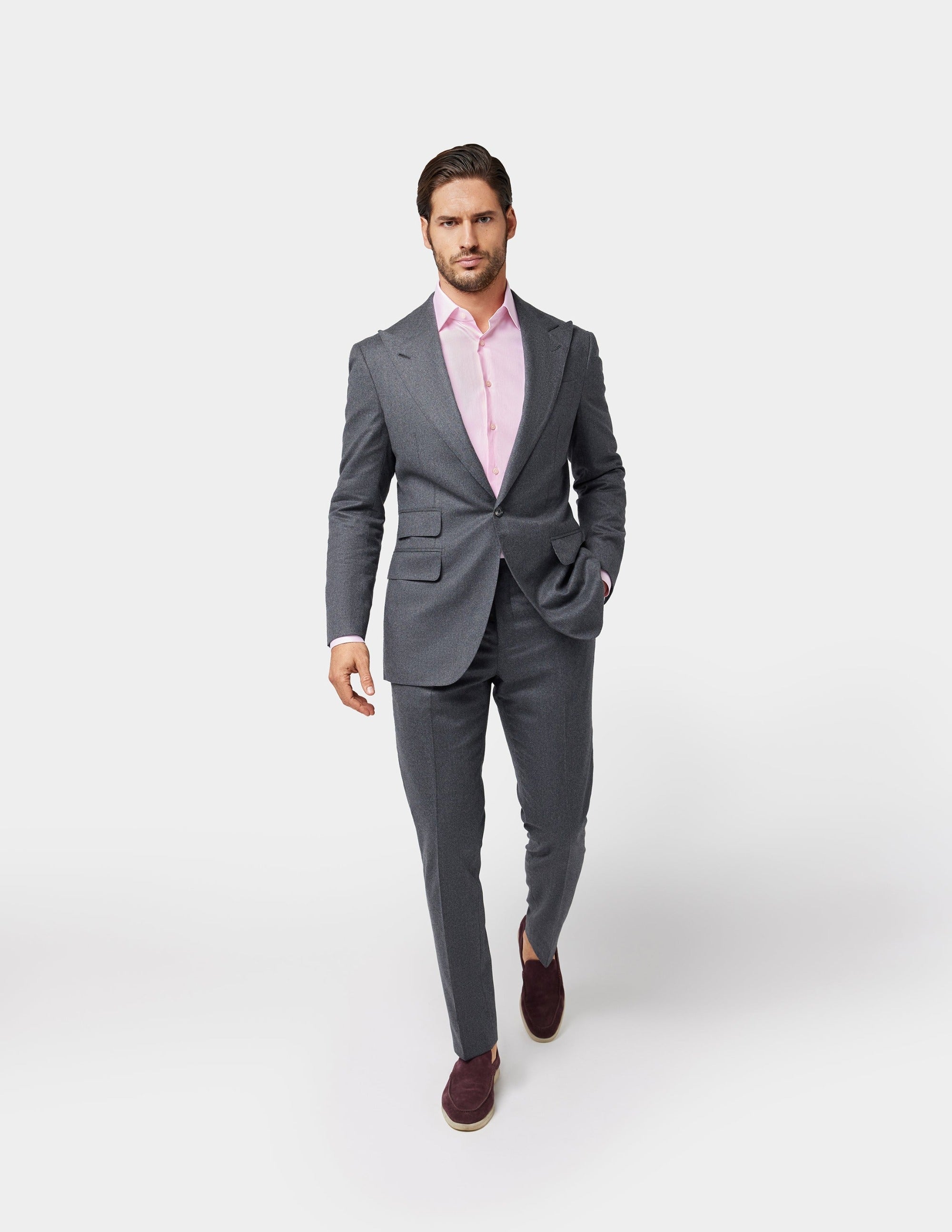 Grey Single Breasted Suit - Samir Bachkami