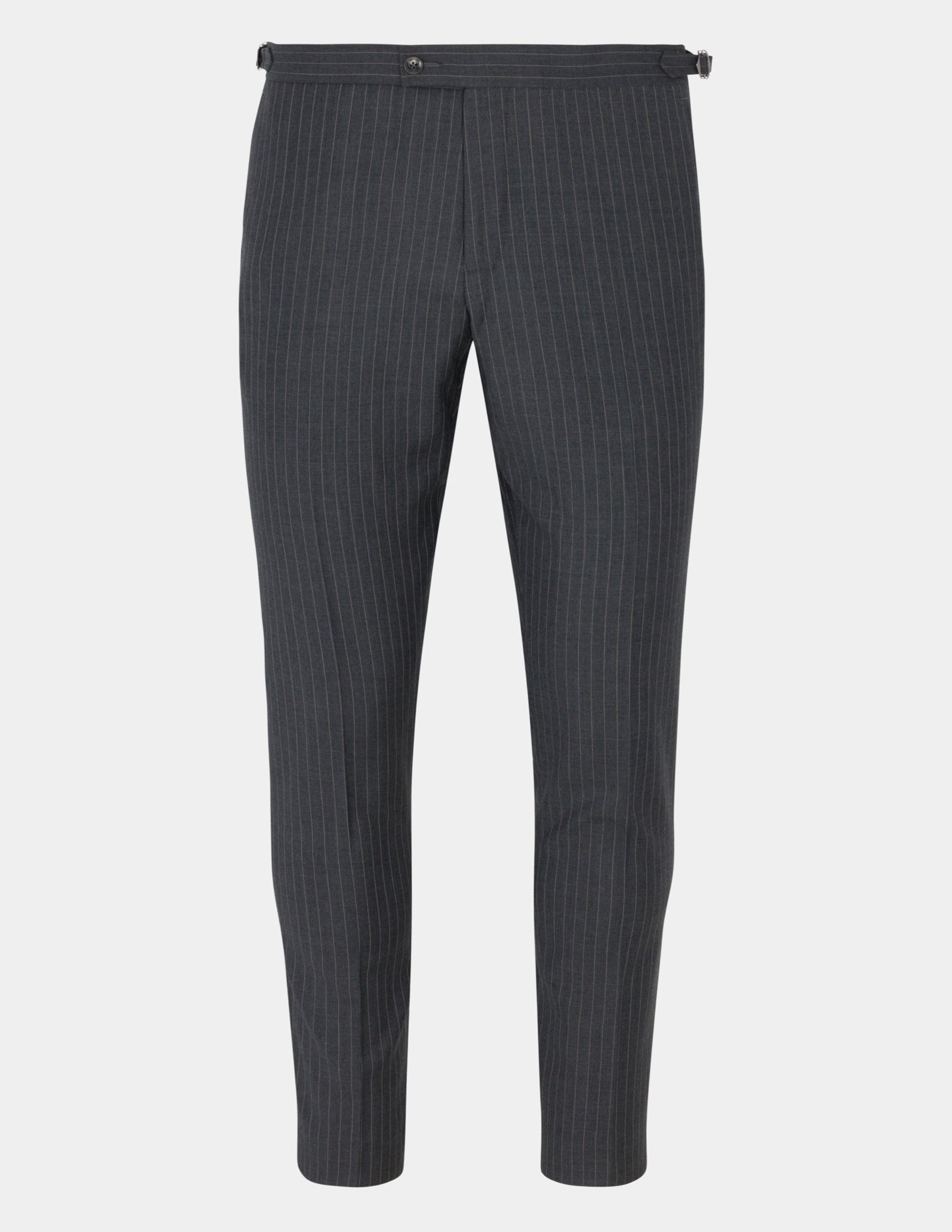 Grey White Stripes Wool Trousers - Samir Bachkami