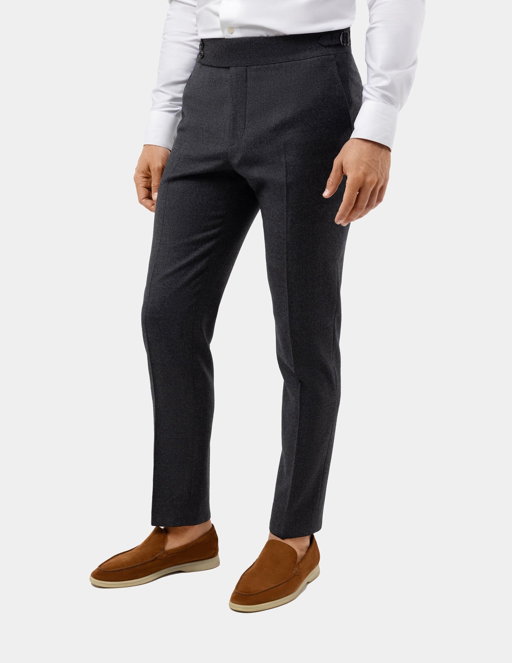 Grey Wool Trousers Double Button - Samir Bachkami